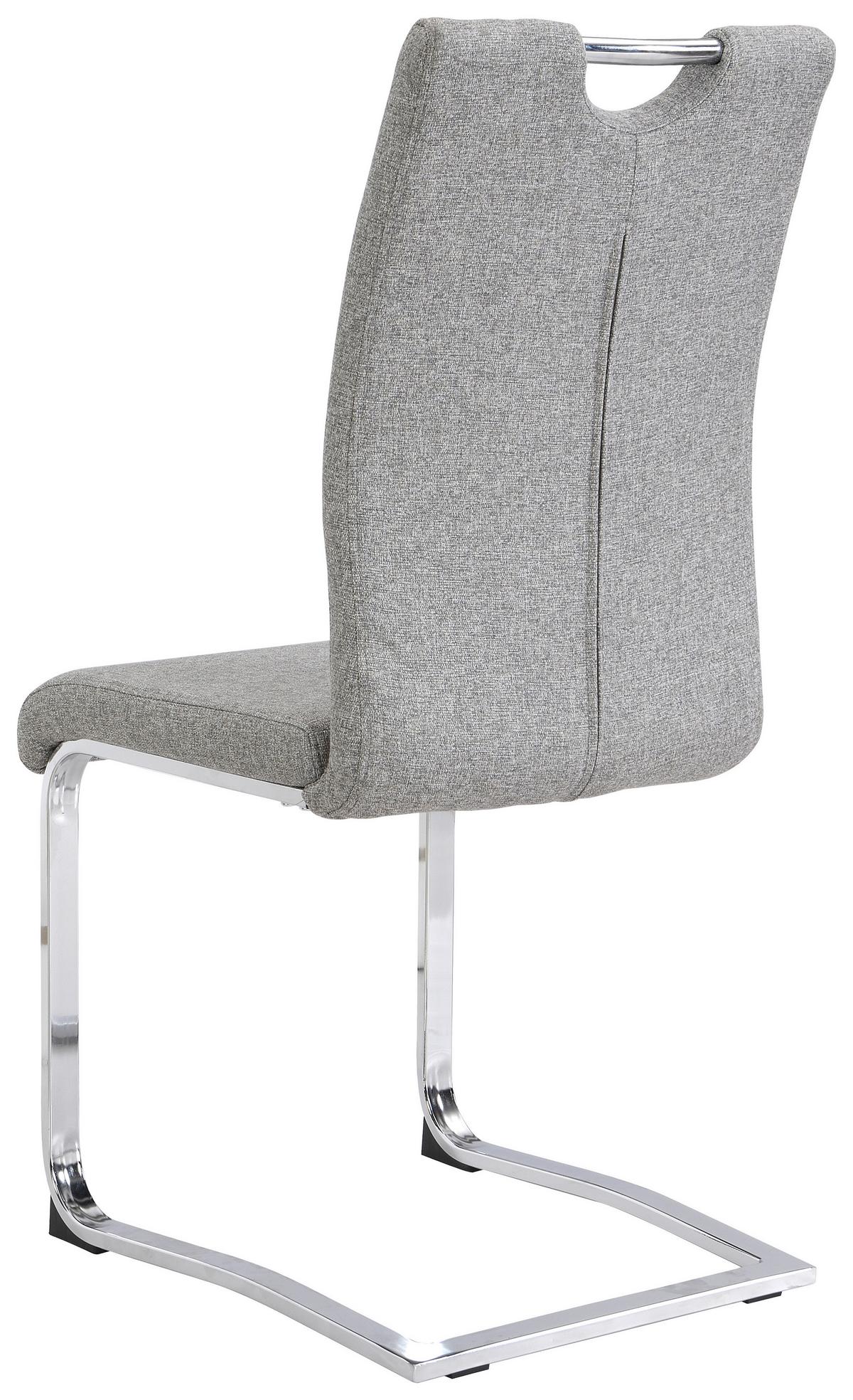 KRZESŁO NA PŁOZIE VALENTINO - szary/kolor chromowy, Design, metal/tkanina (44/98/58cm) - Carryhome