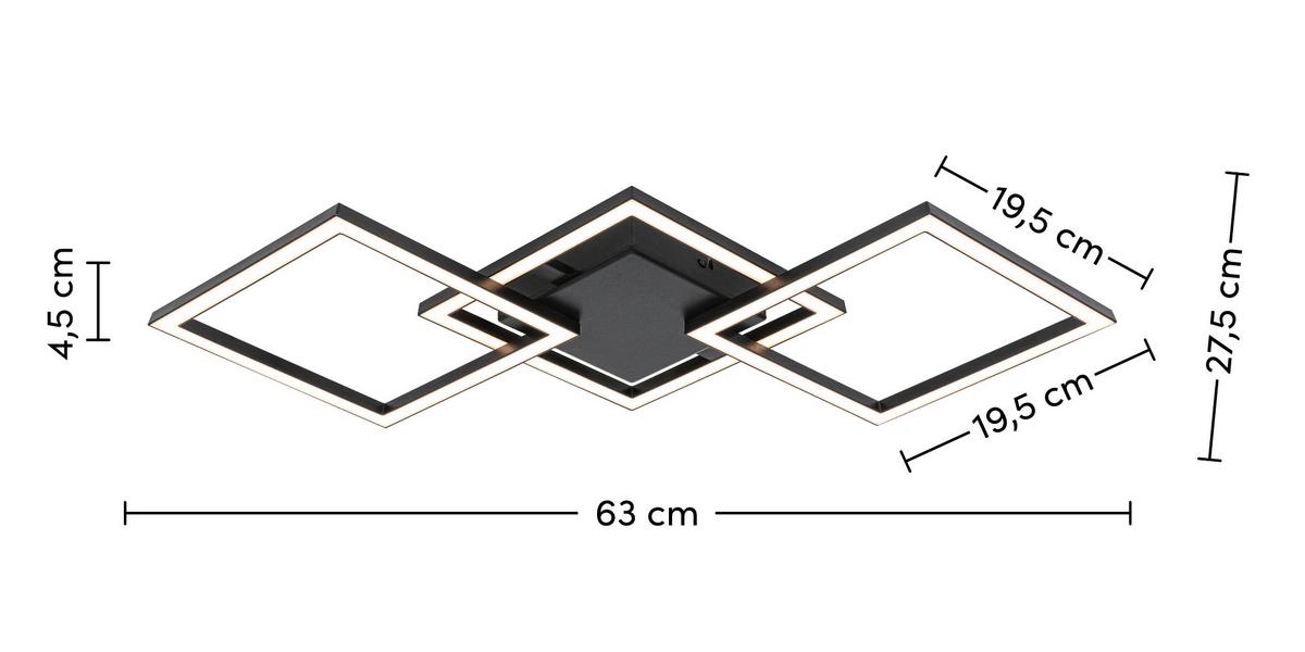 Led Mennyezeti Lámpa Rauta - fekete, Modern, műanyag (63/27,5/4,5cm) - Mömax