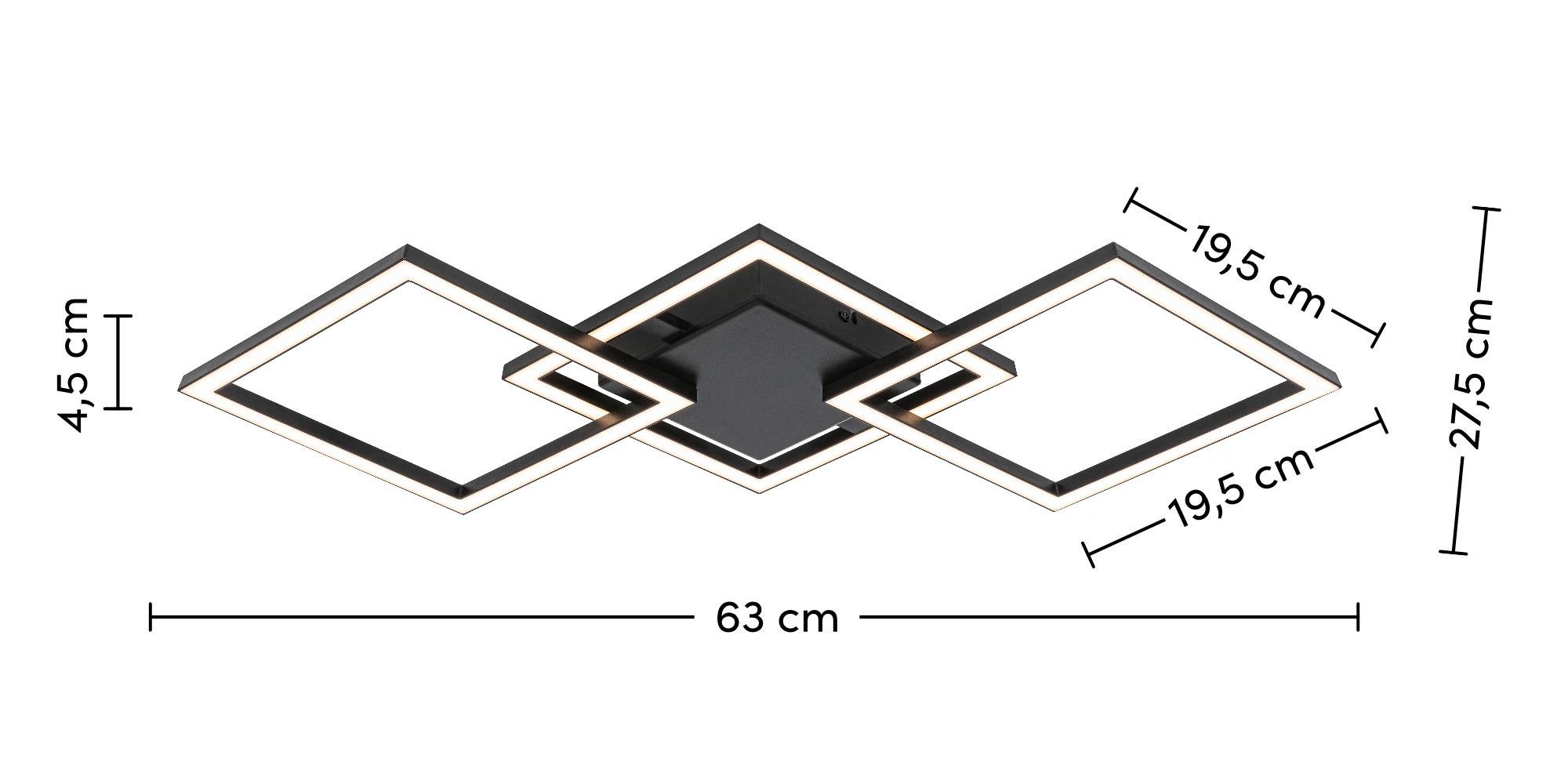 LED-TAKLAMPA RAUTA - svart, Modern, plast (63/27,5/4,5cm) - Mömax