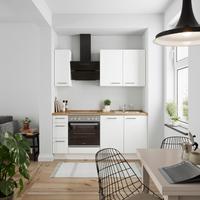 Küchenblock Touch High m. Geräten Weiß - Edelstahlfarben/Eichefarben, MODERN, Holzwerkstoff/Metall (180cm) - Nobilia