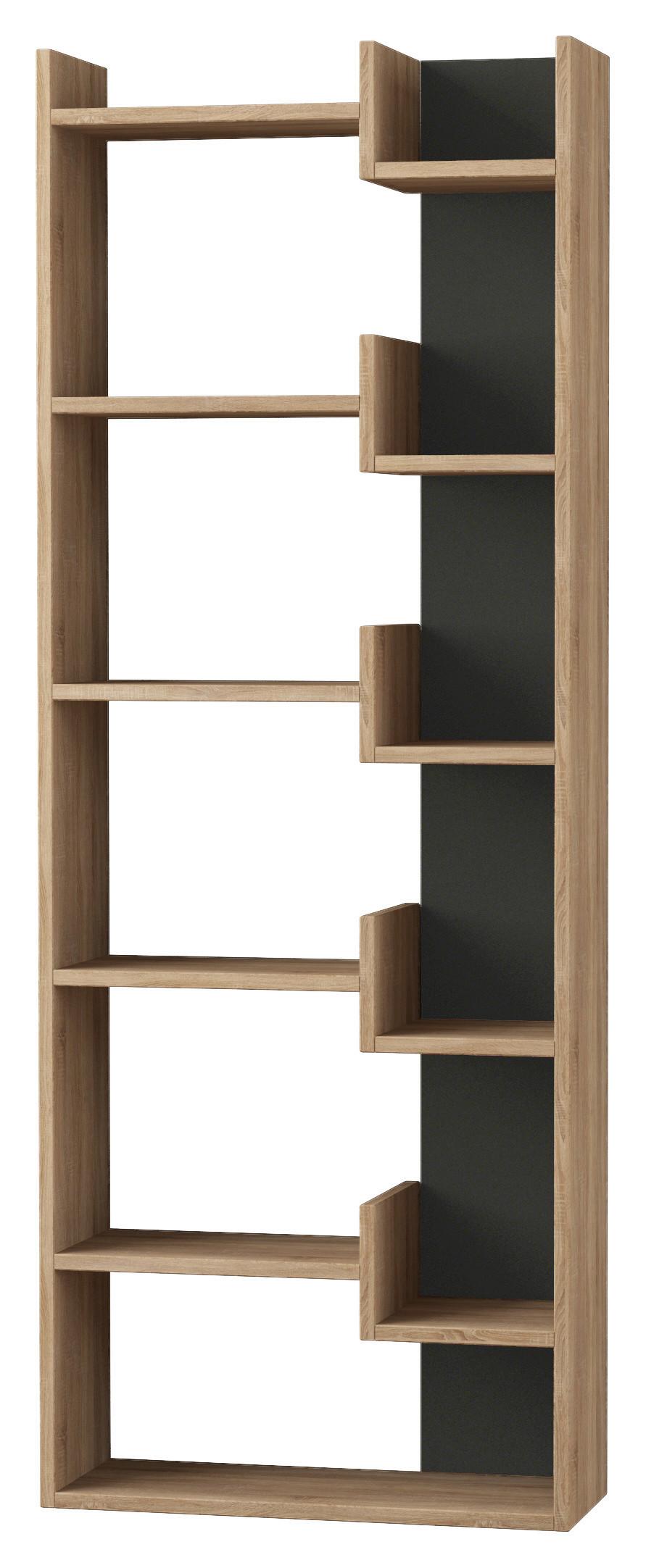 BÜCHERWAND OPPA BÜCHERREGAL - Eiche dunkel, Design, Holzwerkstoff (61/163/22cm) - Livetastic