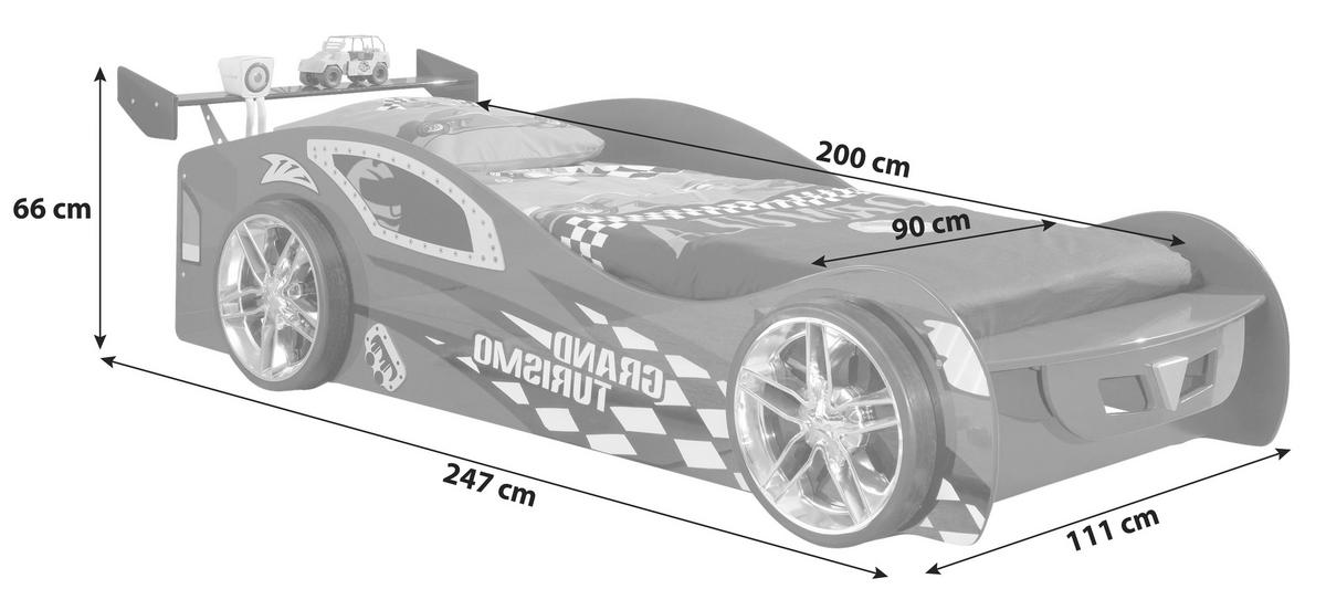 Autobett Grand Turismo Rennwagen 90x200 Blau - Blau, MODERN, Holzwerkstoff (90/200cm) - Vipack