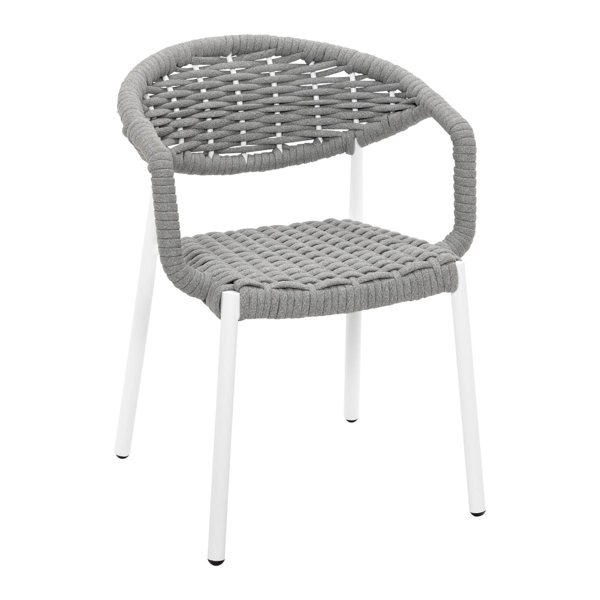 KRZESŁO OGRODOWE ANTONIA - biały/szary, Modern, metal/tkanina (58/76/59cm) - Bessagi Garden