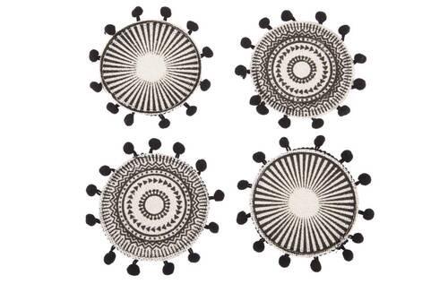 Alátét Aztec - fekete/fehér, természetes anyagok (12cm)