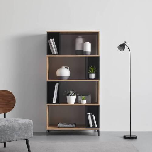 Stoječ Regal Megy, Barva Hrasta, Črna - črna/barve hrasta, Moderno, kovina (80/158/40cm) - Bessagi Home