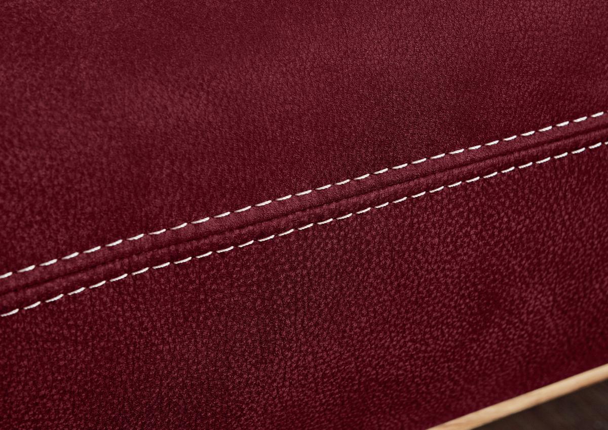 Wohnlandschaft Erling Weinrot - Beige/Weinrot, MODERN, Leder/Metall (322/89/187cm) - Premium Living