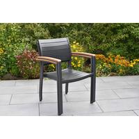 Gartenstuhl-Set Astros 2-tlg. Graphitfarben - Graphitfarben/Naturfarben, KONVENTIONELL, Kunststoff/Metall (55/84/61cm) - Gardenson