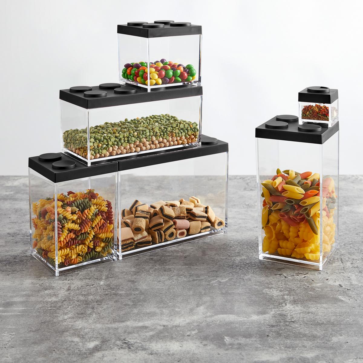 POJEMNIK KUCHENNY AGNETO - czarny/przezroczysty, tworzywo sztuczne (10/10/10,5cm)