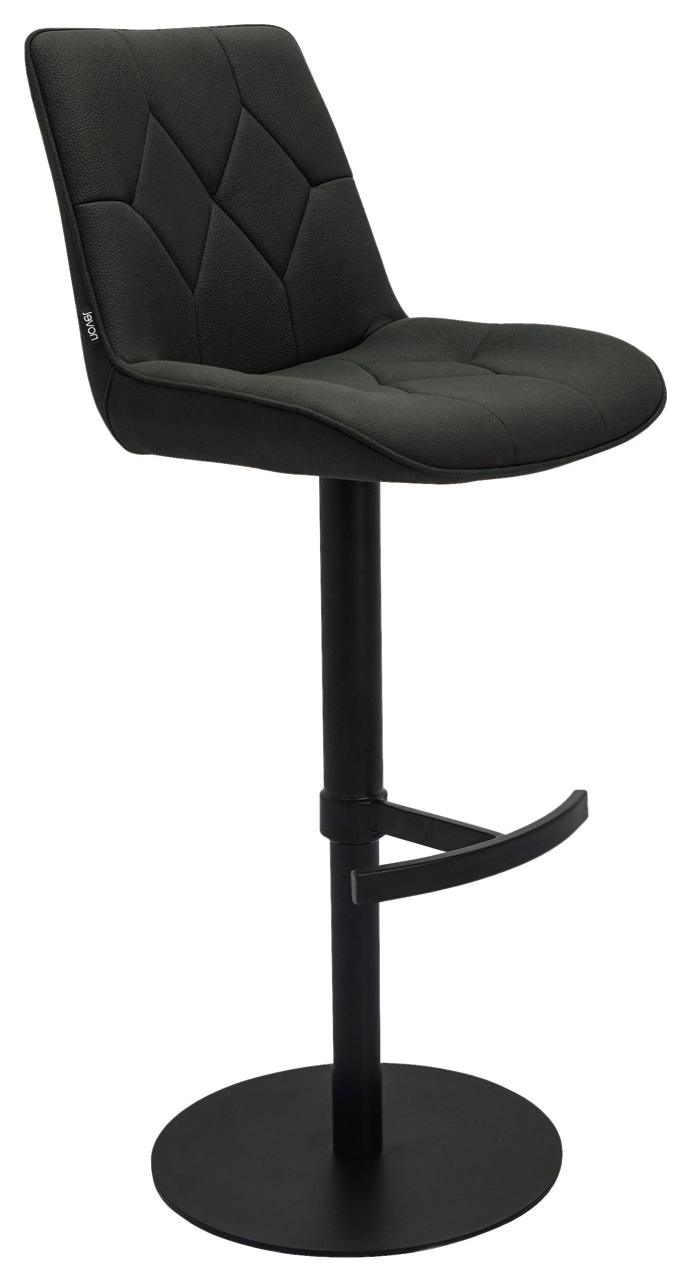 STOŁEK BAROWY HENRY - czarny, Design, metal/tkanina (44/97-114,5/54,5cm) - Novel