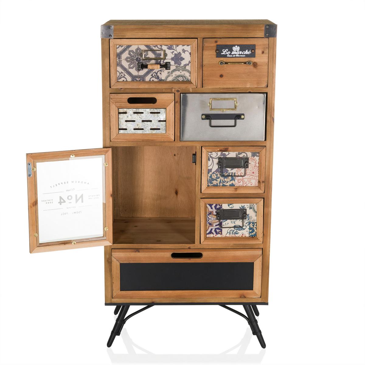 Sideboard Continento Braun/Grau - Multicolor/Schwarz, MODERN, Holz/Metall (53/104/32cm) - MID.YOU