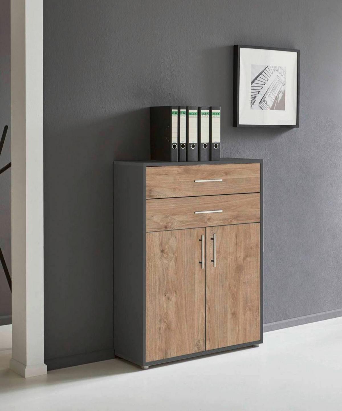 AKTENSCHRANK OFFICE EDITION - Eichefarben/Anthrazit, LIFESTYLE, Holzwerkstoff (84,4/113,6/33cm) - MID.YOU