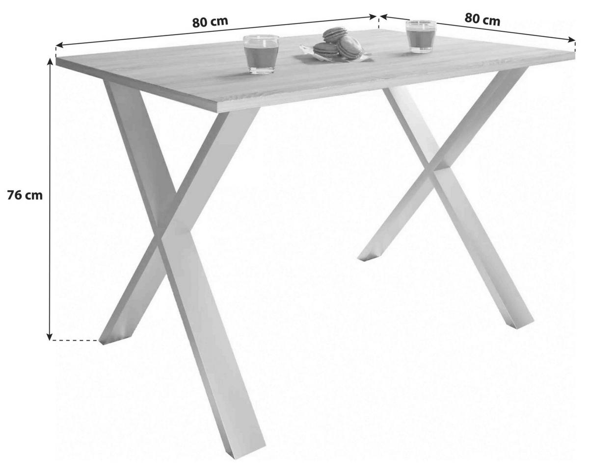 ESSTISCH XONA - Honigeiche/Schwarz, Basics, Holzwerkstoff (80/80/76cm) - MID.YOU