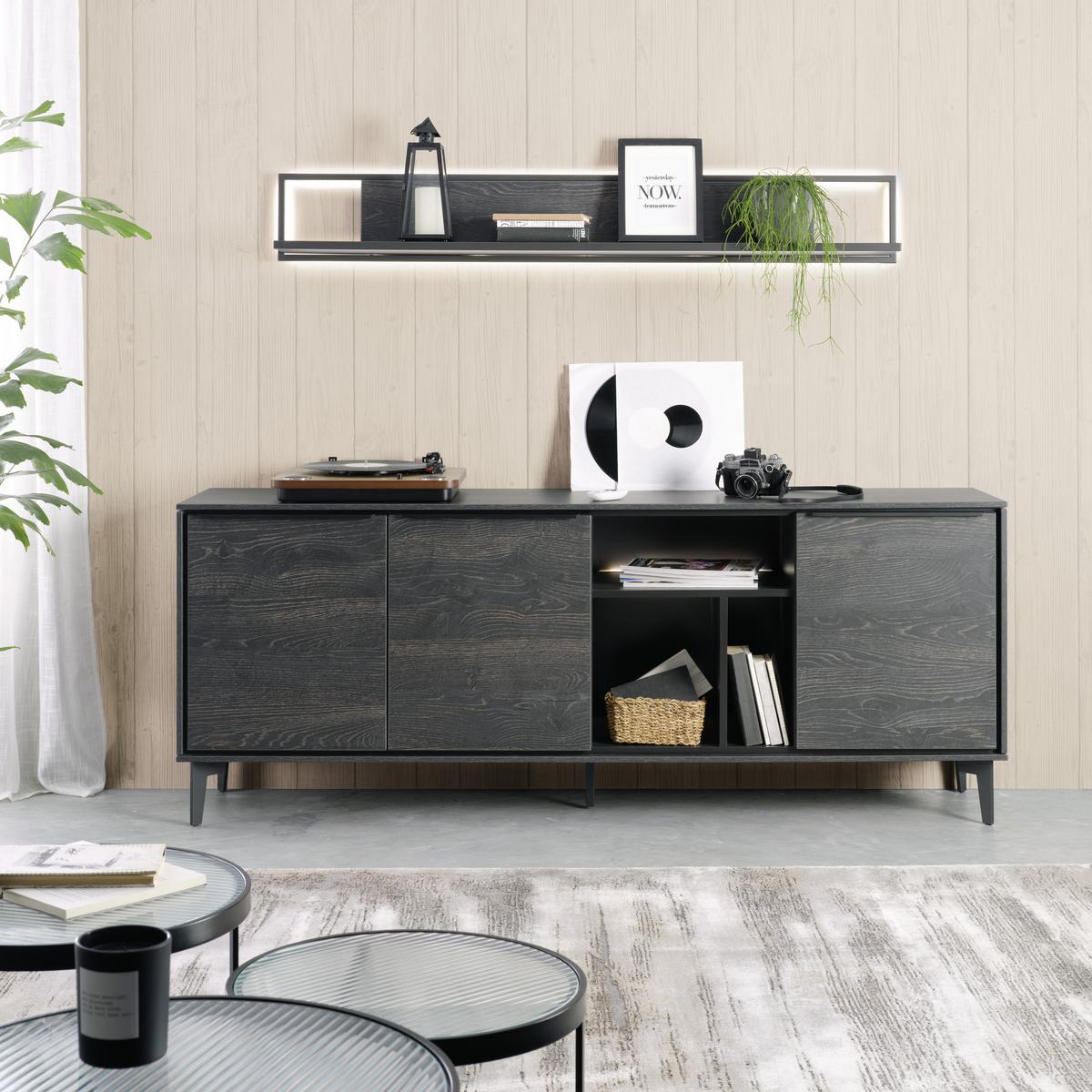 Sideboard in Anthrazit - Schieferfarben/Anthrazit, Modern, Holzwerkstoff/Metall (183/71/40cm) - Premium Living