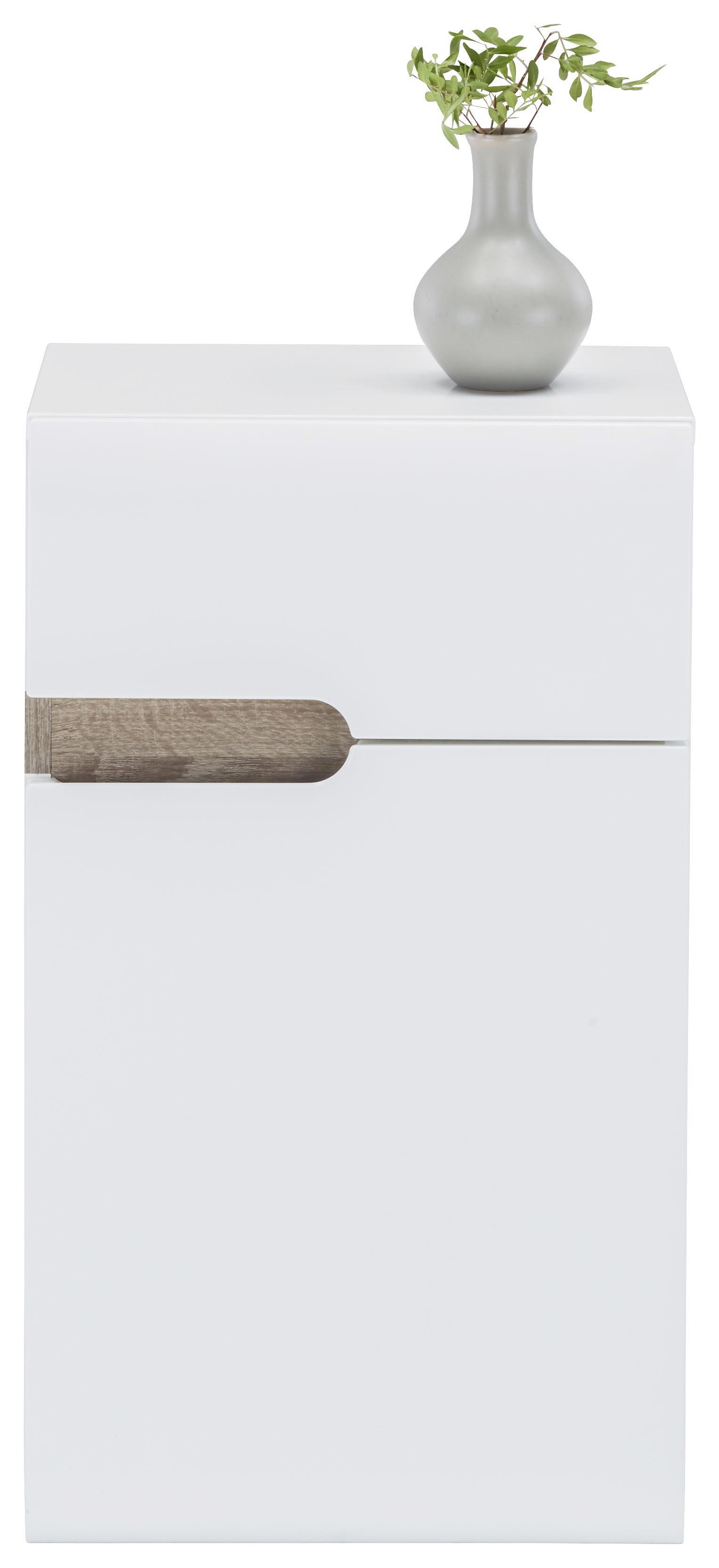 Unterschrank Weiß Hochglanz/Eichefarben - MODERN (40/68,5/31cm)