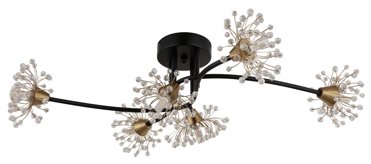 DECKENLEUCHTE 16054-6D FIORE - Klar/Goldfarben, Design, Kunststoff/Metall (74/43/22cm) - Globo