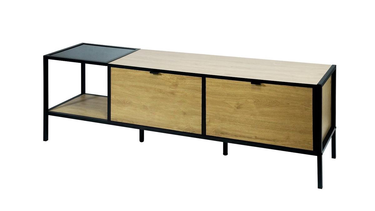 Nizka Omarica Queens -Exklusiv- - črna/naravne barve, Moderno, kovina/leseni material (160/54/40cm) - Mömax
