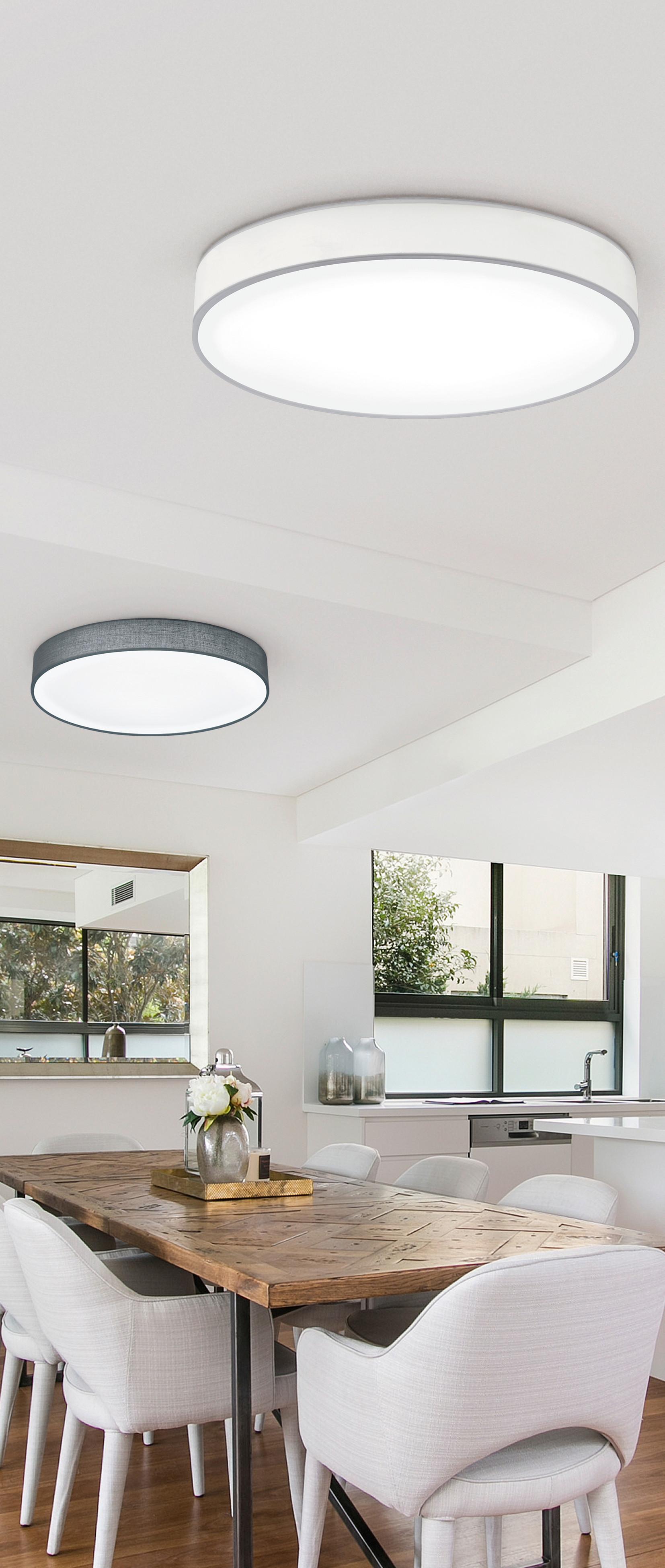 LED-Deckenleuchte Lugano Weiß max. 42 Watt - Weiß, Basics, Textil (60/10cm) - Trio Leuchten
