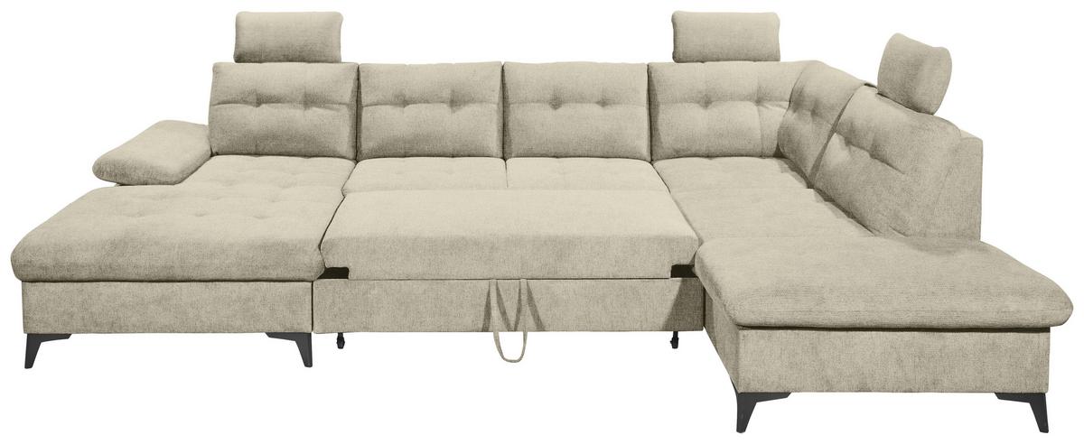 Wohnlandschaft Durban U ca. 170x324x218 cm Beige - Beige/Schwarz, KONVENTIONELL, Kunststoff/Textil (170/324/218cm) - MID.YOU