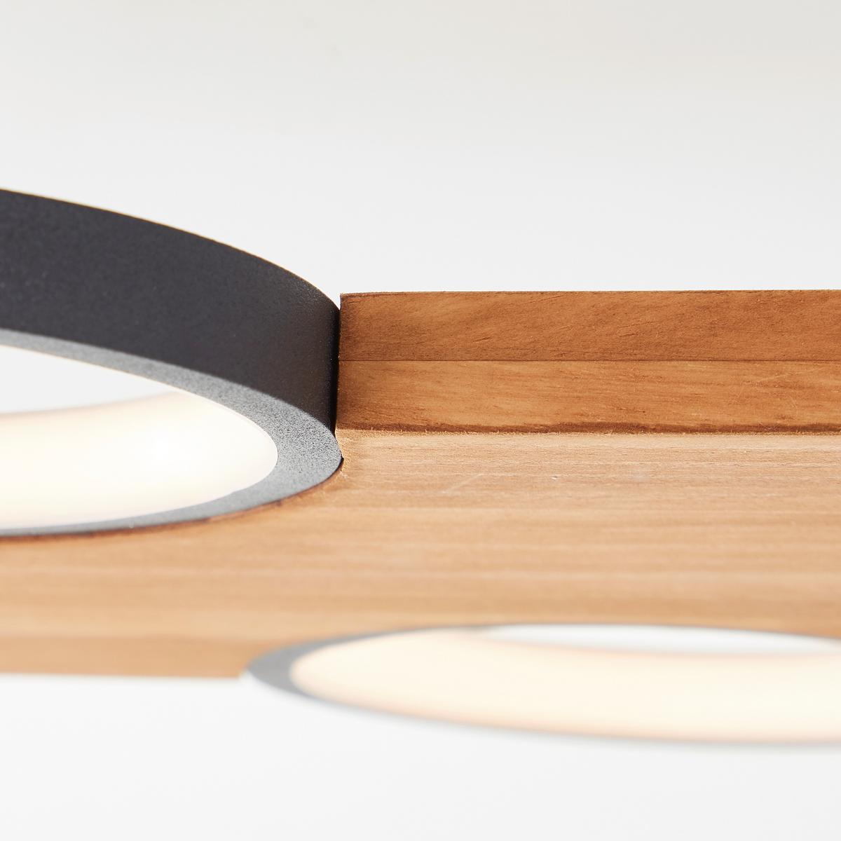 LED-Deckenleuchte Cheesy Schwarz/Hellbraun max. 28 Watt - Hellbraun/Schwarz, Natur, Holz/Metall (10,2/55/34,6cm) - Brilliant