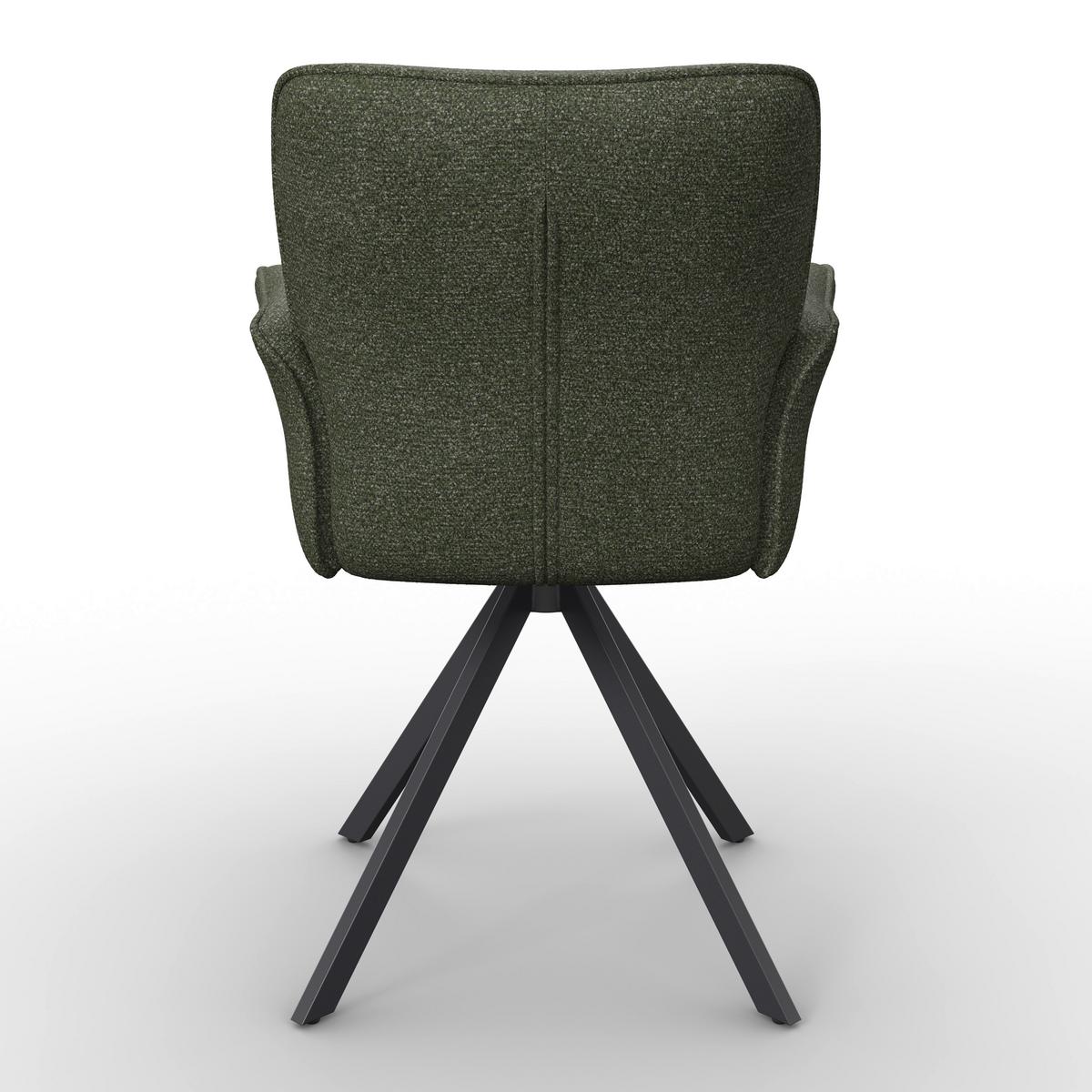 Armlehnstuhl Tess Grün Chenille Drehbar Gepolstert - Schwarz/Grün, MODERN, Holz/Textil (64/90/63cm) - Bessagi Home