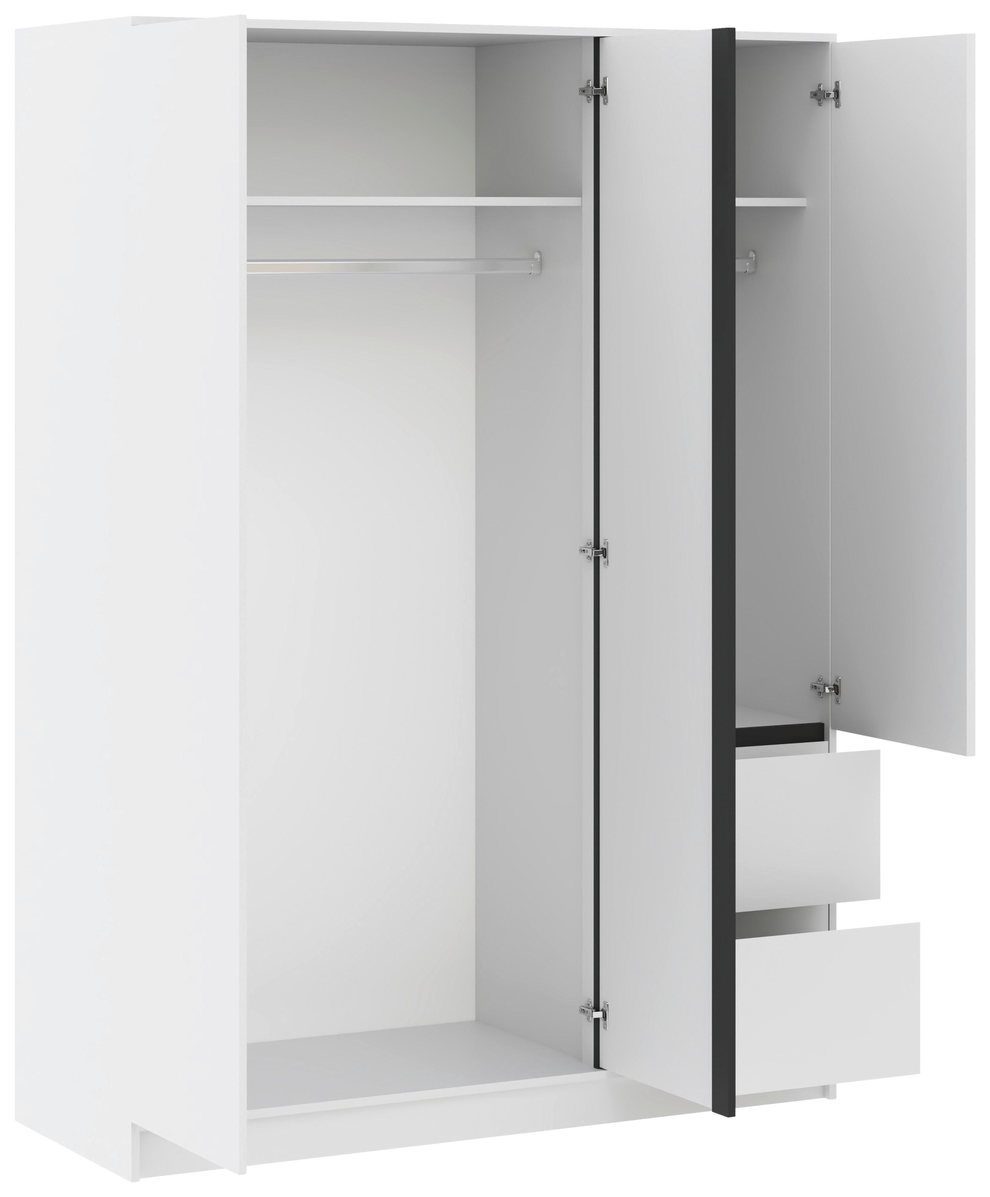 GARDEROB BASIT - vit, Klassisk, trämaterial (147/206/57cm) - Mömax
