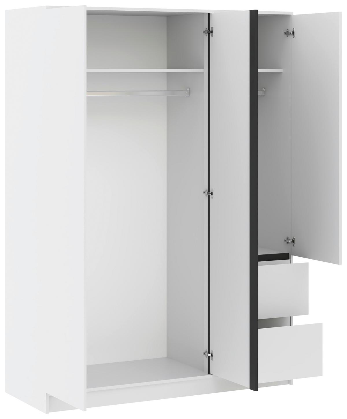 Kleiderschrank Basit Weiss - Weiss, Konventionell, Holzwerkstoff (147/206/57cm) - Mömax