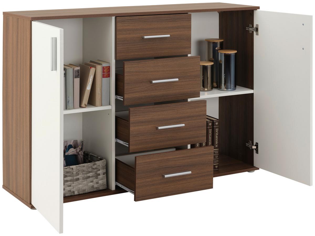 Komoda Ina 03 - barve aluminija/hrast artisan, Moderno, umetna masa/leseni material (132/94,8/38,3cm)