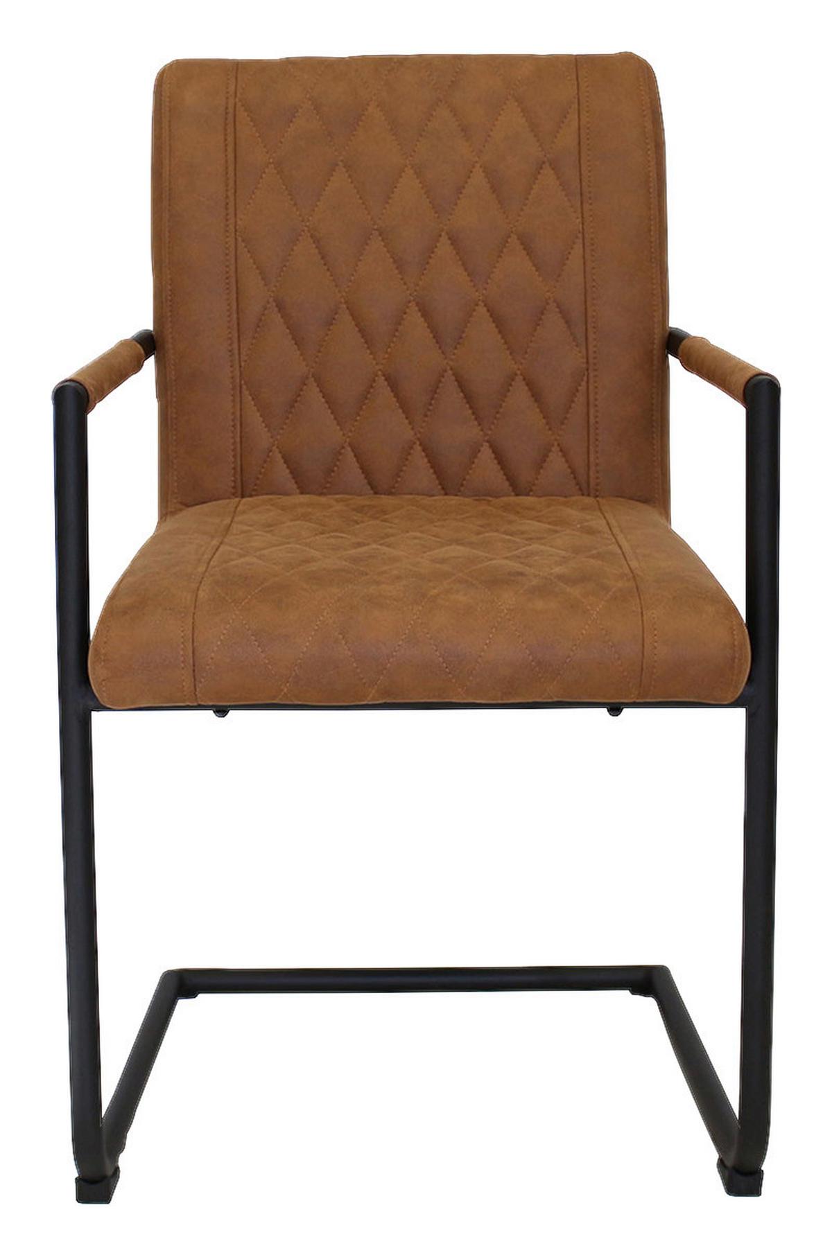 Armlehnstuhl-Set Damian ca. 52x88 cm 2er-Set Cognac - Cognac/Schwarz, LIFESTYLE, Textil/Metall (52cm) - MID.YOU