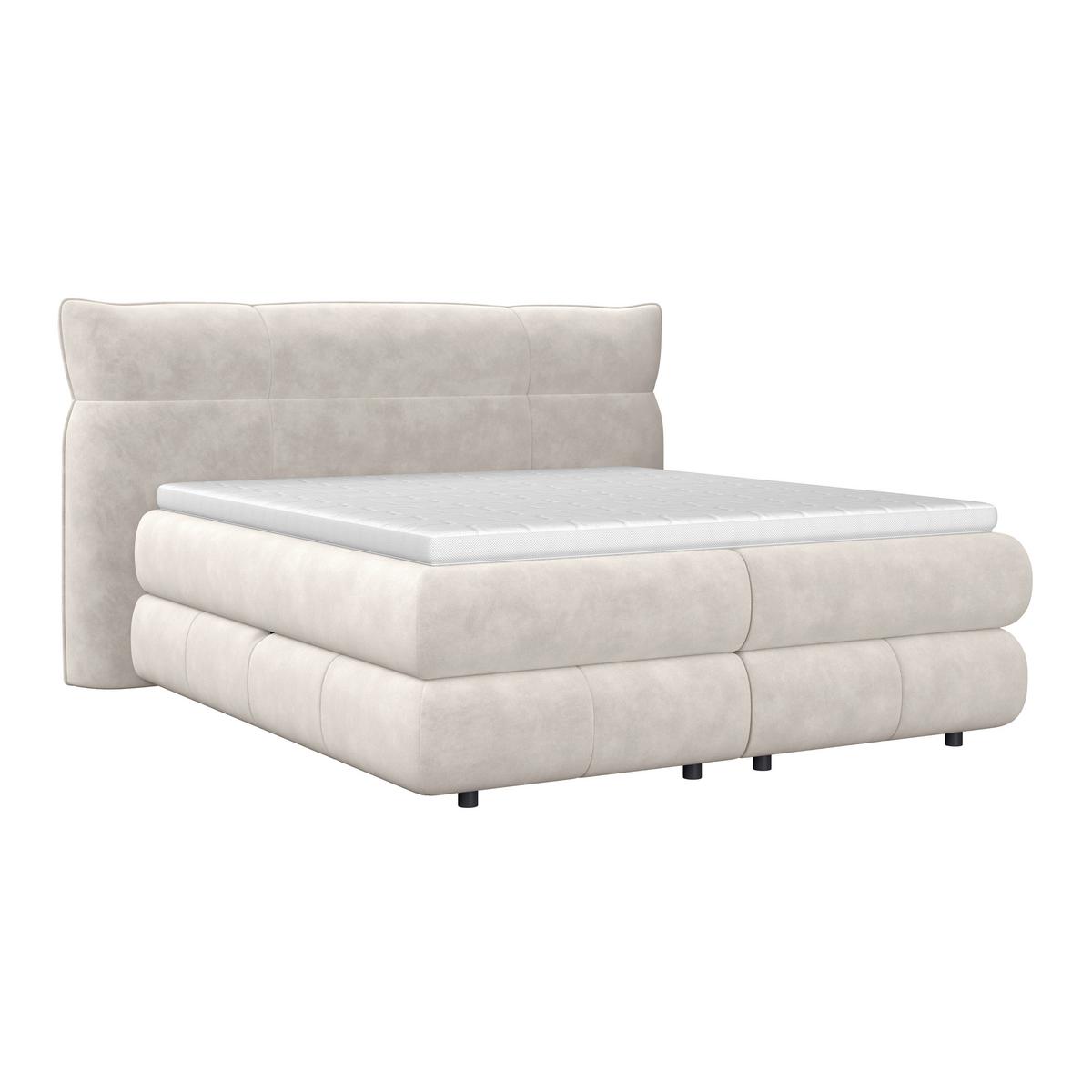 Boxspring Krevet Carmelo - bež/crna, Trend, tekstil/plastika (160/200cm) - Premium Living