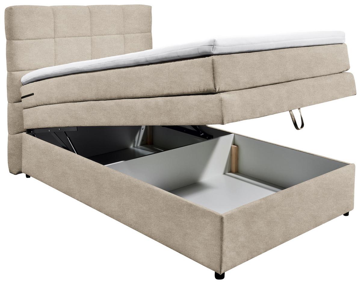 Boxspringbett Tacoma 3 inkl. Topper ca. 120x200 cm Sandf. - Sandfarben, KONVENTIONELL, Kunststoff/Textil (120/200cm) - MID.YOU
