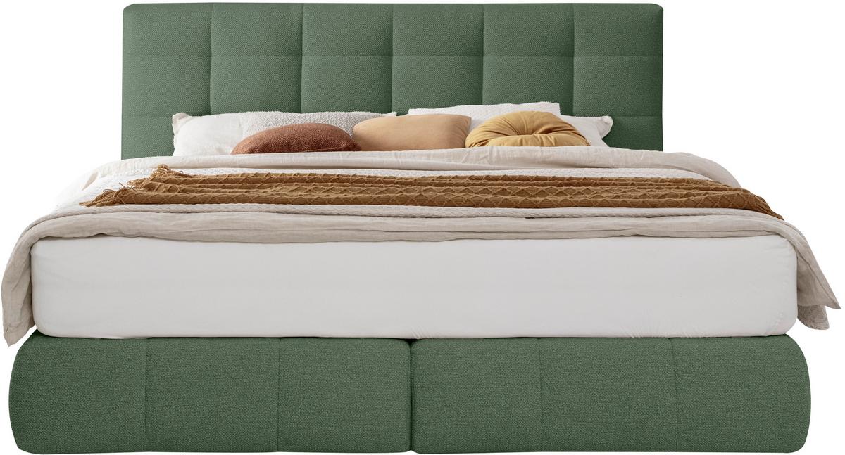 Boxspringbett Lavenito Grün ca. 160x200cm - Schwarz/Grün, KONVENTIONELL, Textil (160/200cm) - Premium Living
