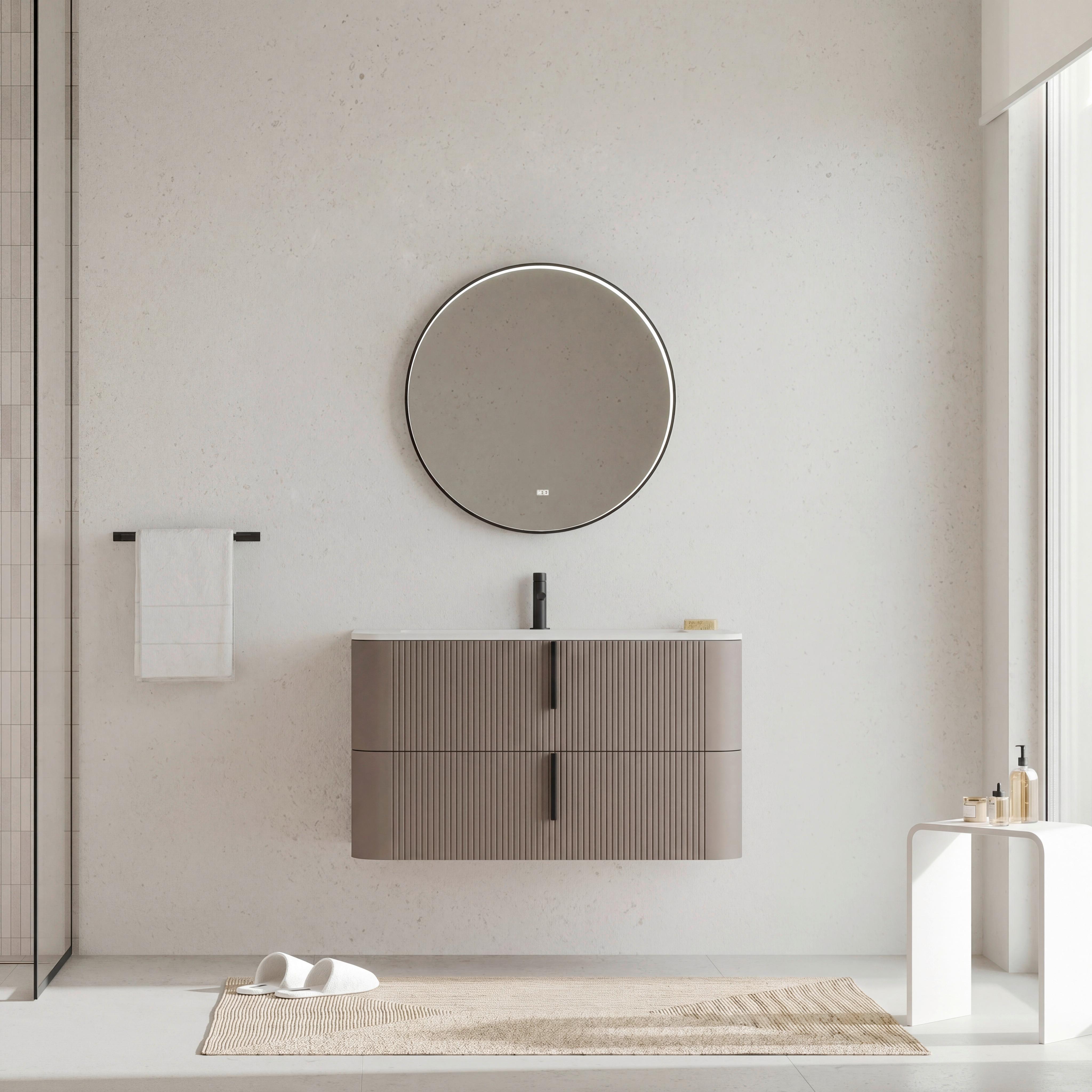 Bază pentru lavoar Lyra - taupe/antracit, Modern, material pe bază de lemn (101/51/46cm)