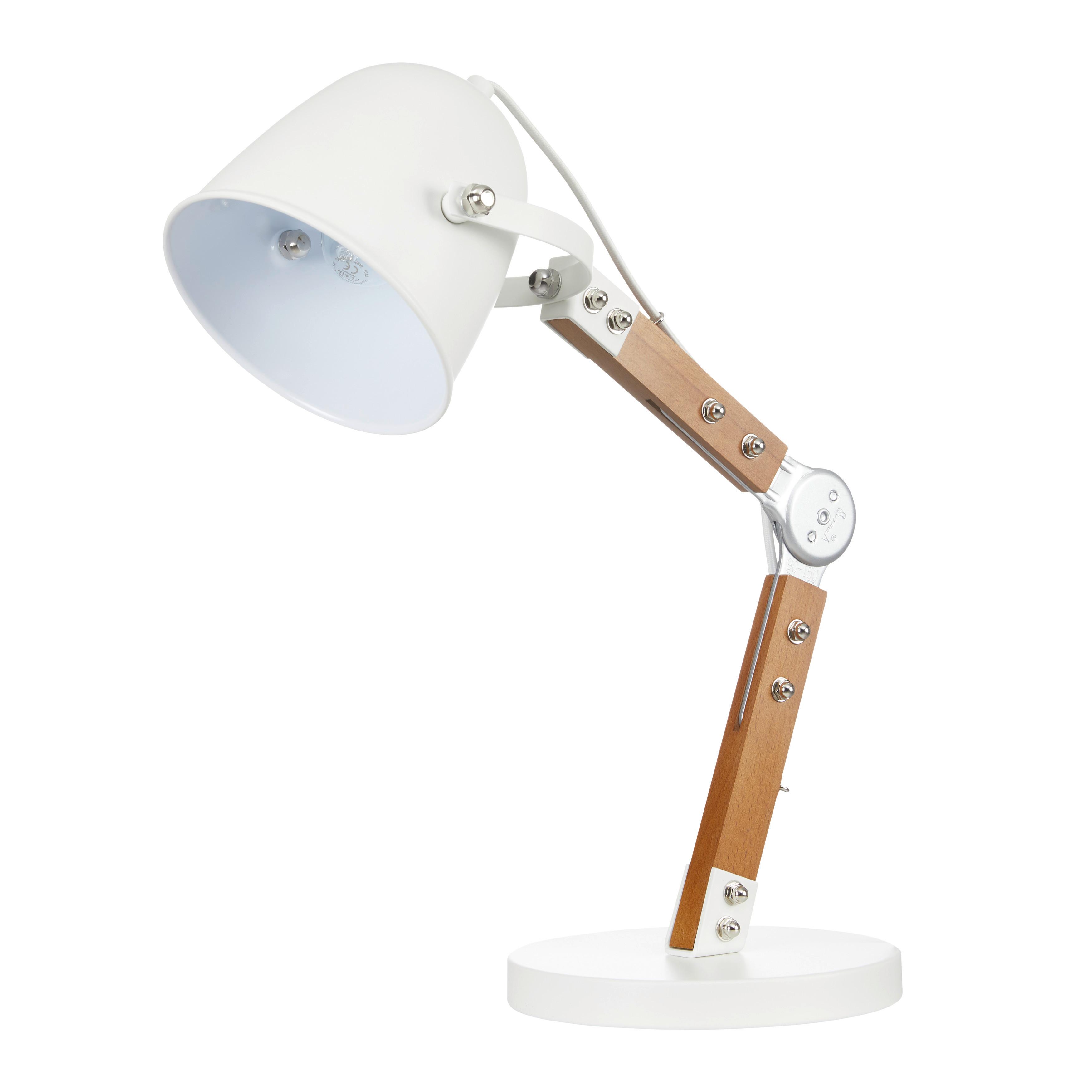 Tischleuchte George max. 40 Watt - Weiß, MODERN, Holz/Metall - Bessagi Home