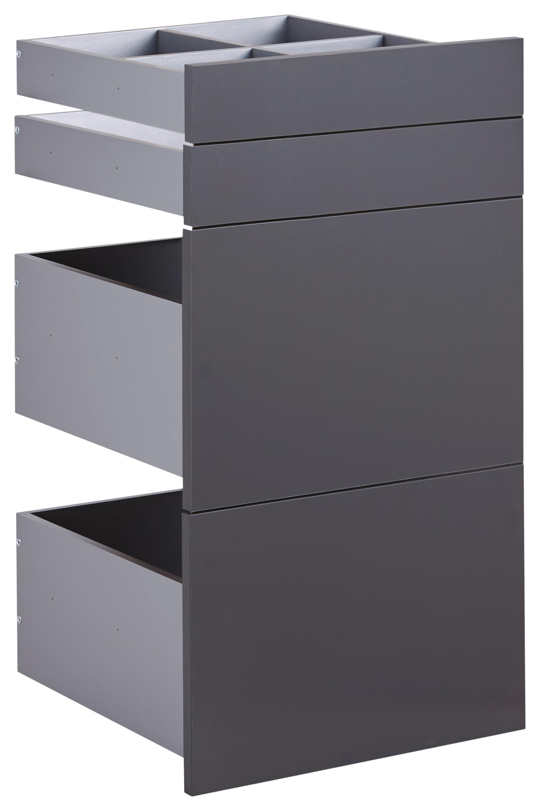Schubladenset Unit in Anthrazit - Anthrazit, MODERN, Holzwerkstoff (45,3/83/47cm) - Based