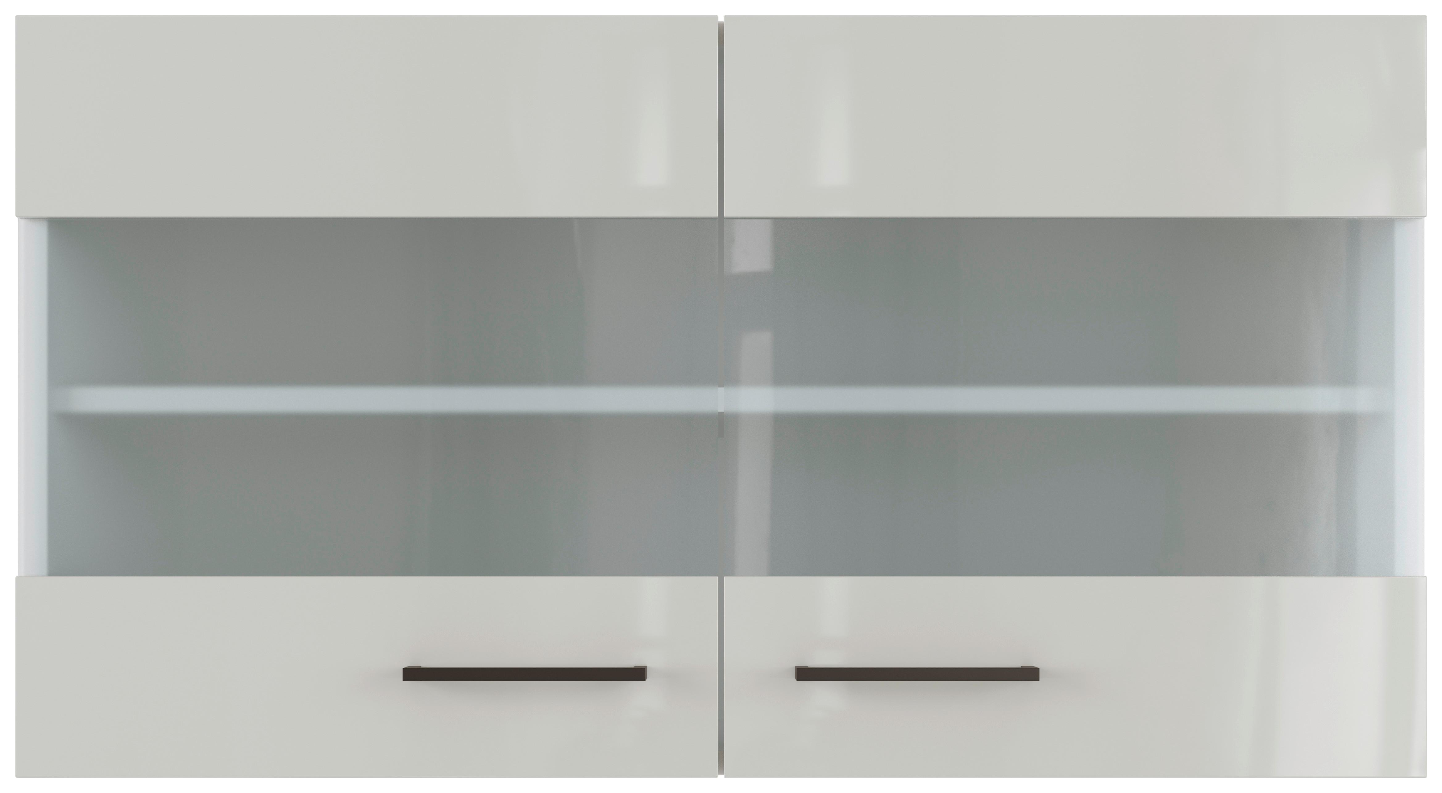 Küchenoberschrank in Lichtgrau glänzend - Schwarz/Grau, MODERN, Holzwerkstoff/Metall (100/54/32cm) - FlexWell