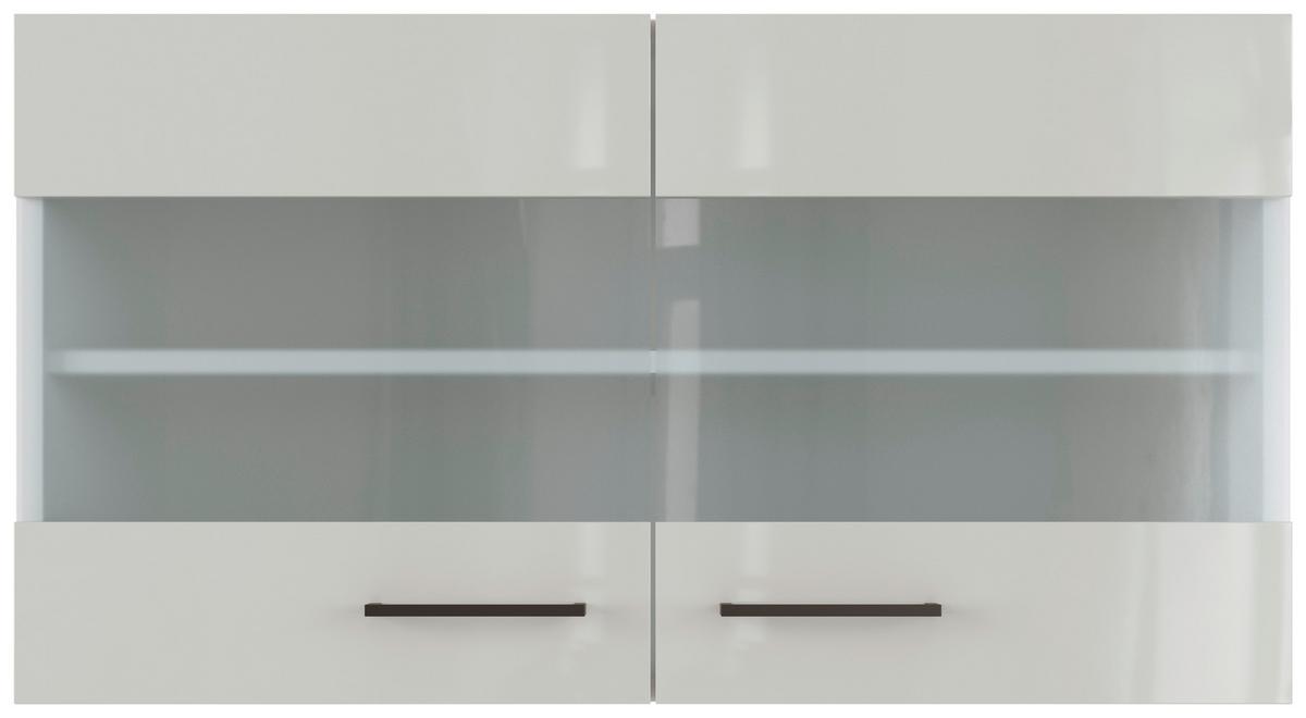 Küchenoberschrank in Lichtgrau glänzend - Schwarz/Grau, MODERN, Holzwerkstoff/Metall (100/54/32cm) - FlexWell