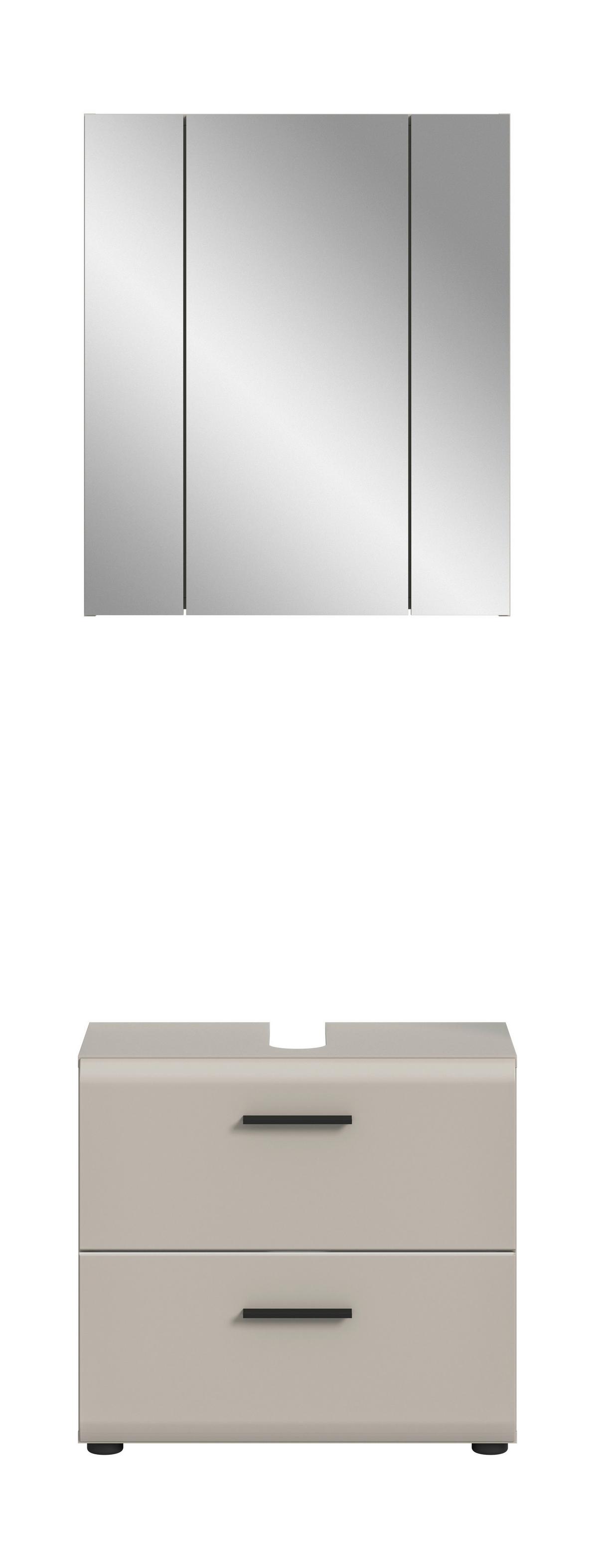 Badezimmer Ice Kaschmir 2-teilig - Kaschmir/Schwarz, Trend, Glas/Holzwerkstoff (60cm) - MID.YOU