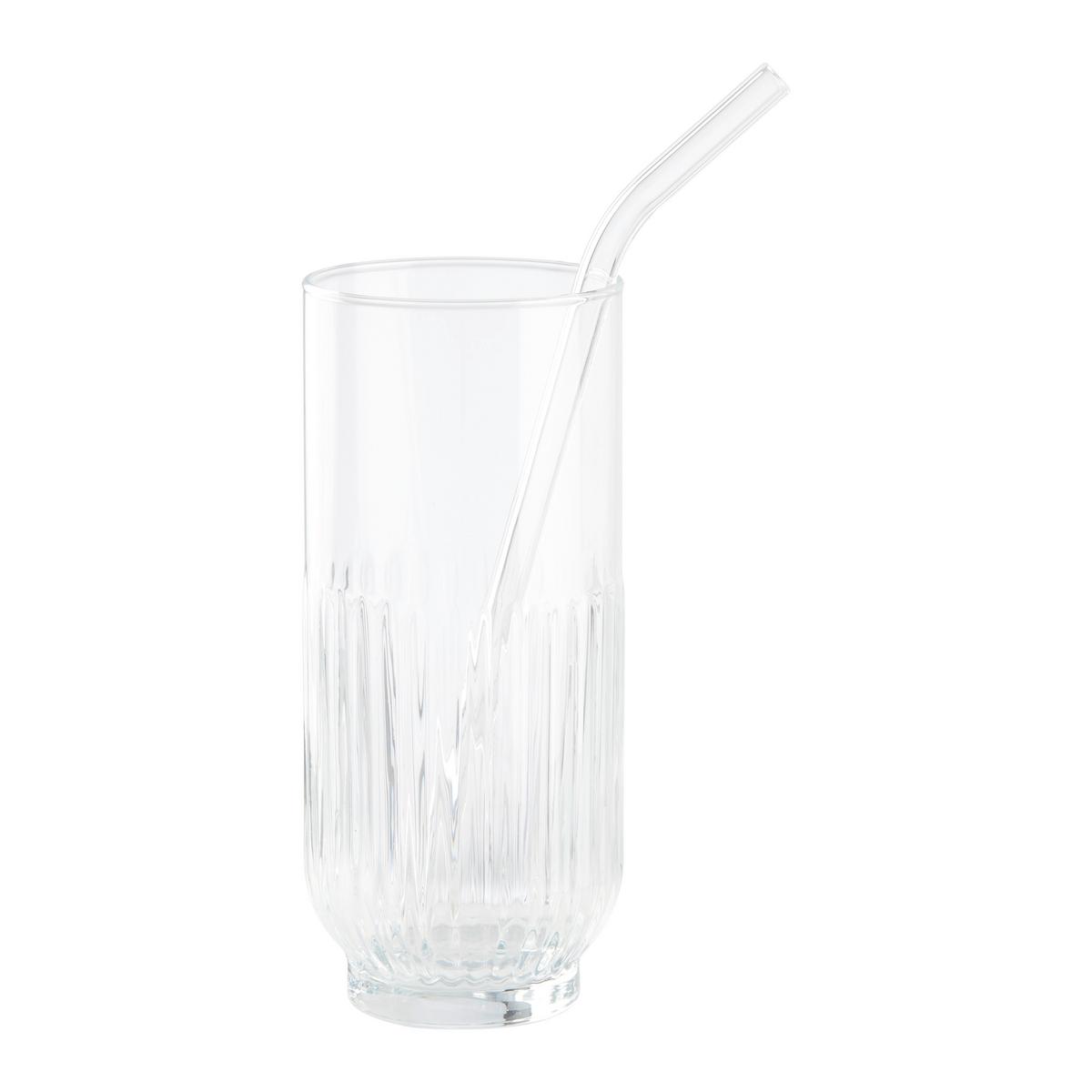 Trinkhalm Jessy aus Glas - Klar/Transparent, Glas (20cm) - Premium Living