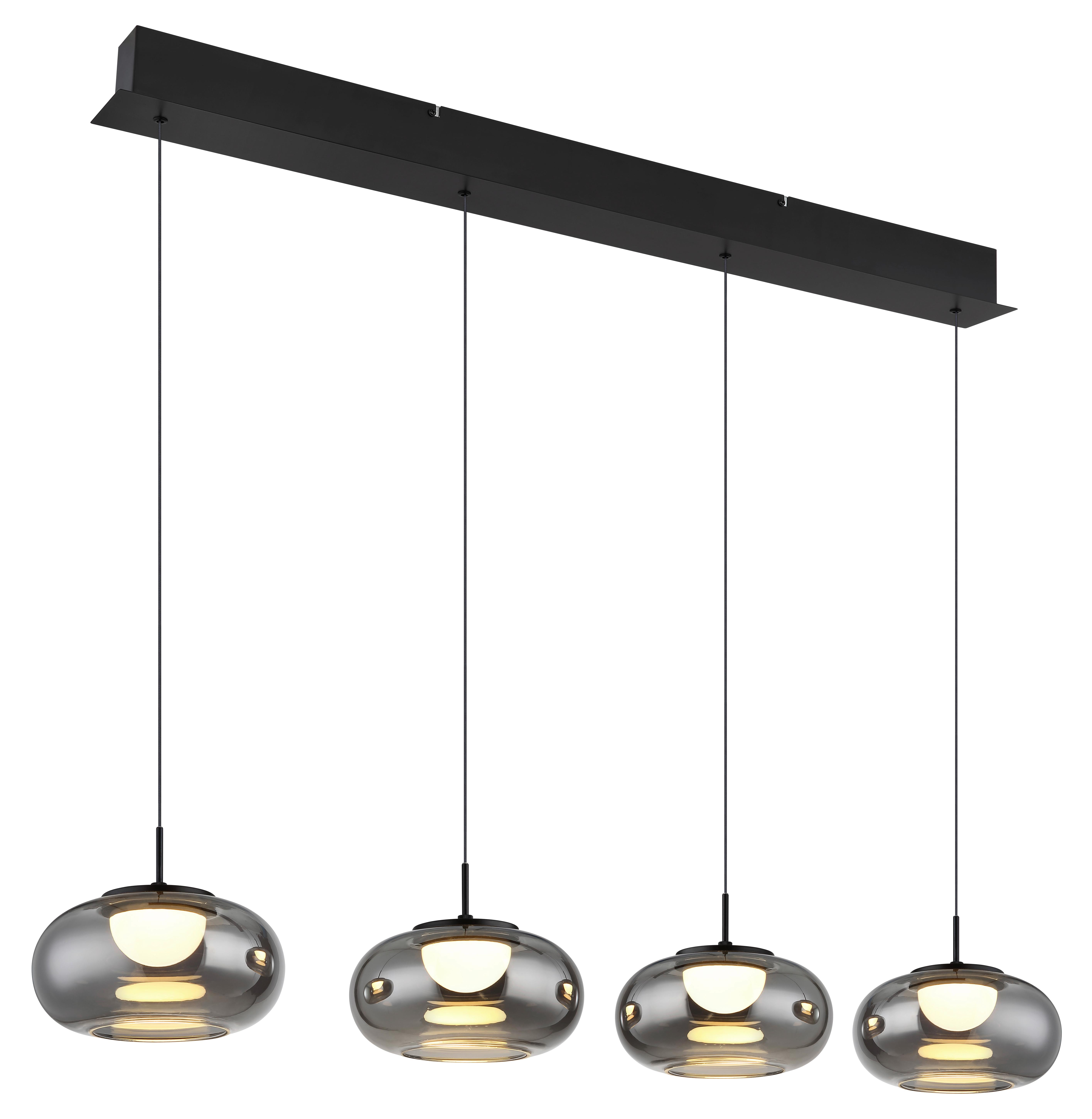 LED-HÄNGELEUCHTE 15744-4H - Schwarz, Design, Glas/Metall (110/20/150cm) - Globo