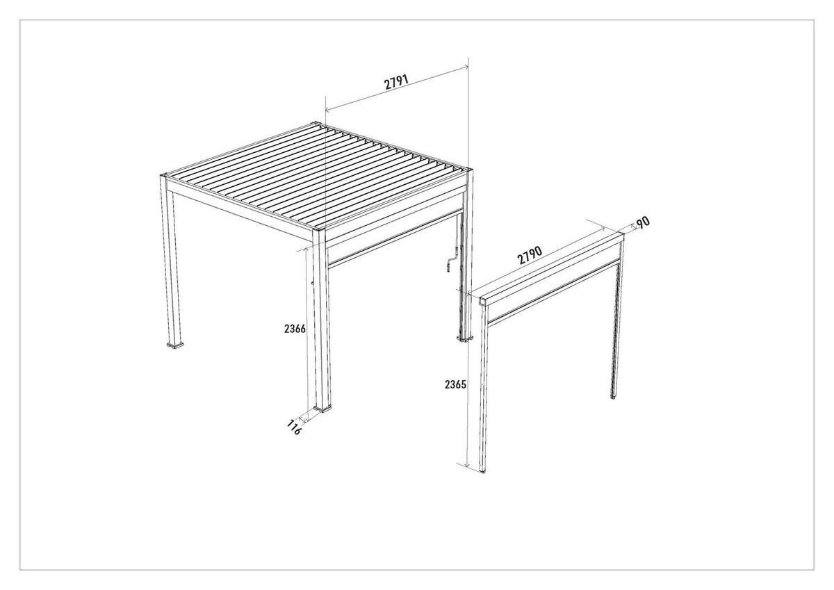 Rolo Za Pergolo Rollo, Antracit, 279cm - barve grafita, Basics, kovina/tekstil (279/236,5/9cm) - Gardenson