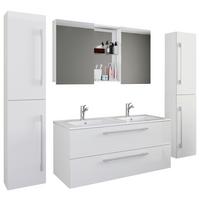 Badezimmer Budasi 5-tlg. ca. 178 cm Weiß - Alufarben/Weiß, MODERN, Keramik/Holzwerkstoff (178cm) - MID.YOU