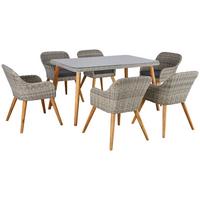 Vrtna Garnitura Oslo, Siva, Barva Akacije, 7-Delno - siva/barve akacije, Moderno, kovina/umetna masa - Beldano