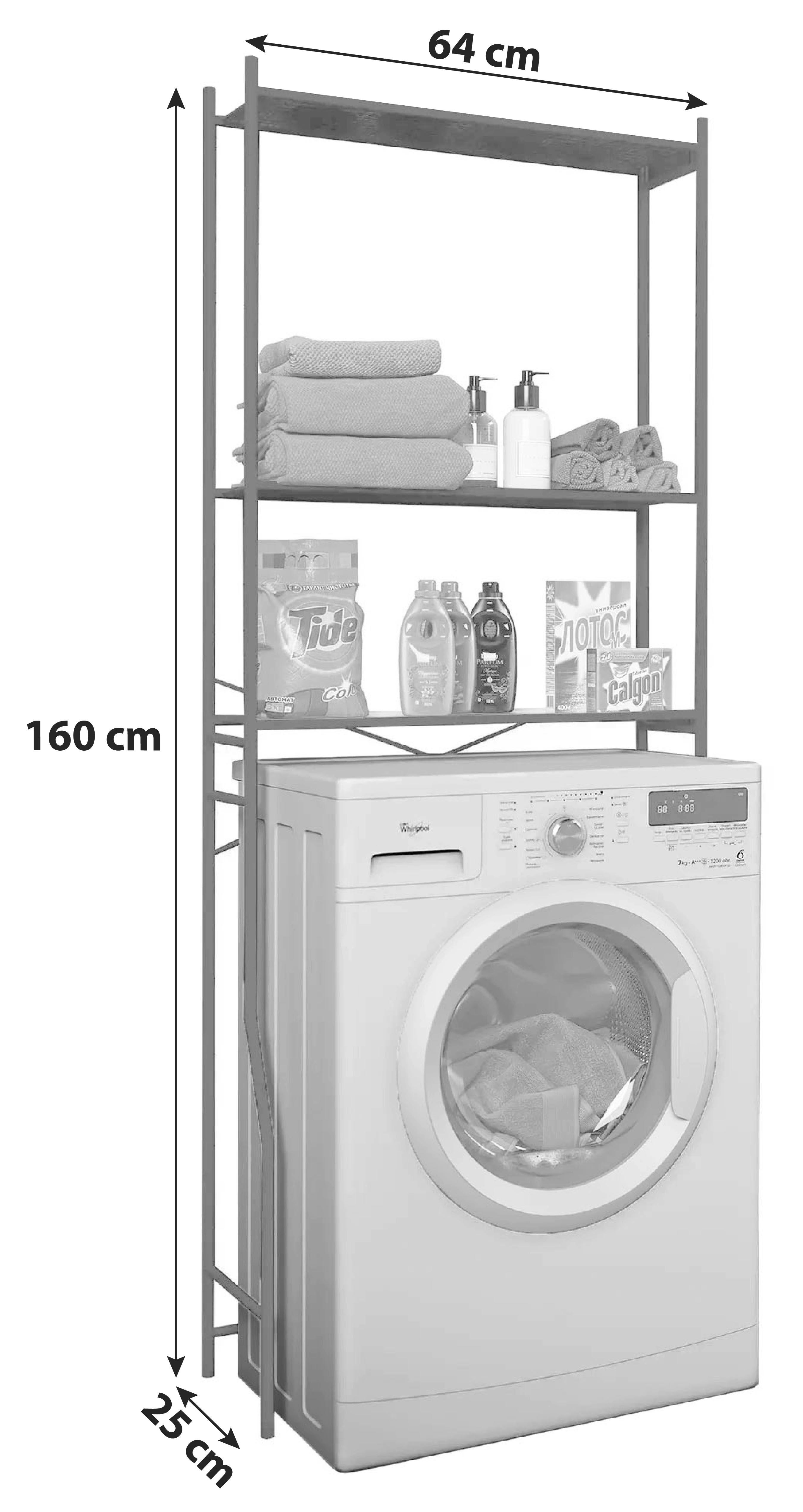 Waschmaschineschrank TUBAS Schwarz ca. 64x160x25cm - Schwarz, Basics, Metall (64/160/25cm) - MID.YOU