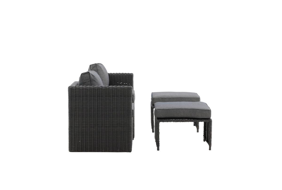 GARTENSET QUAD - Schwarz/Grau, KONVENTIONELL, Kunststoff/Metall - Gardenson