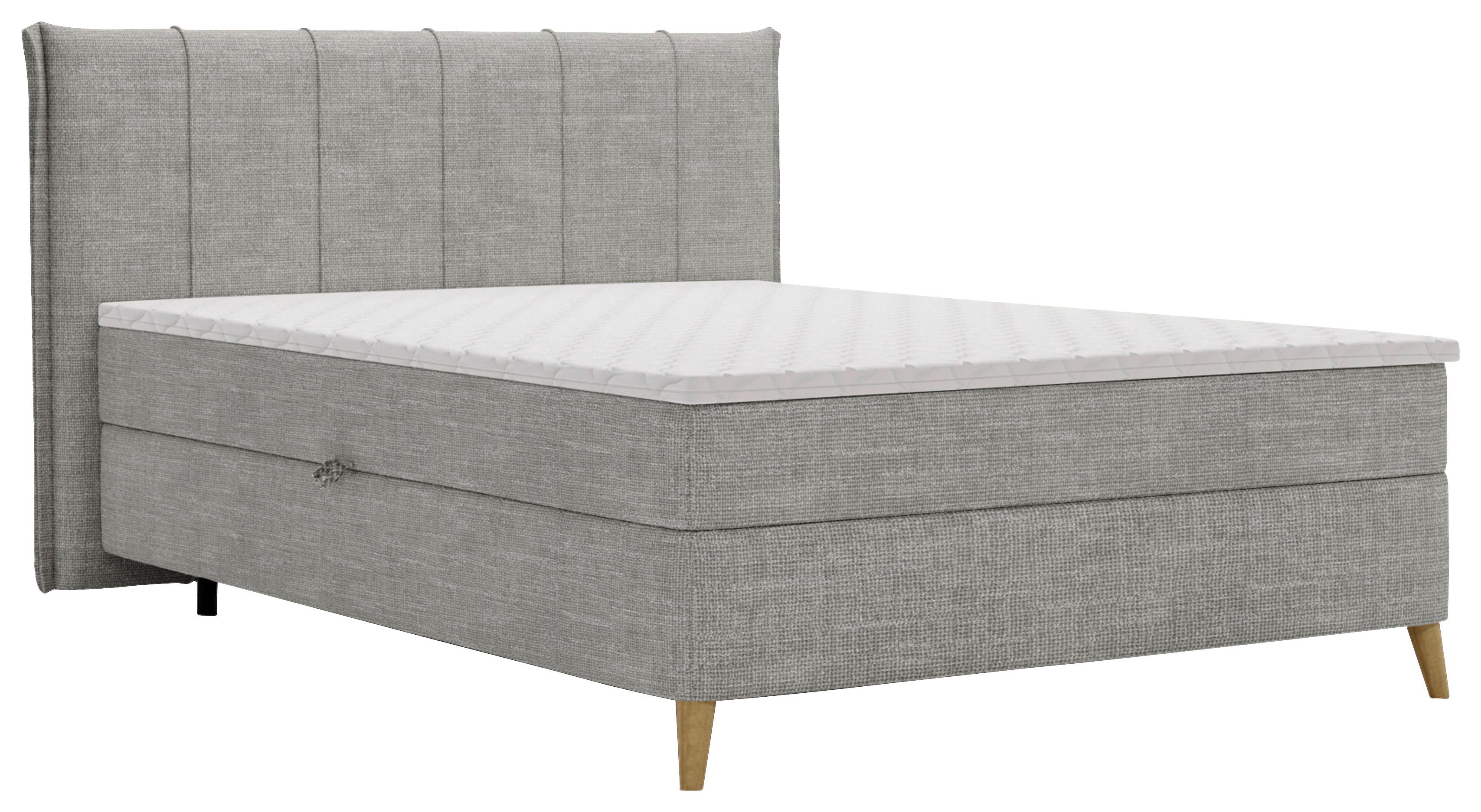 Boxbett Veloria Grau ca. 140x200cm - Schwarz/Grau, KONVENTIONELL, Textil/Metall (140/200cm) - Based