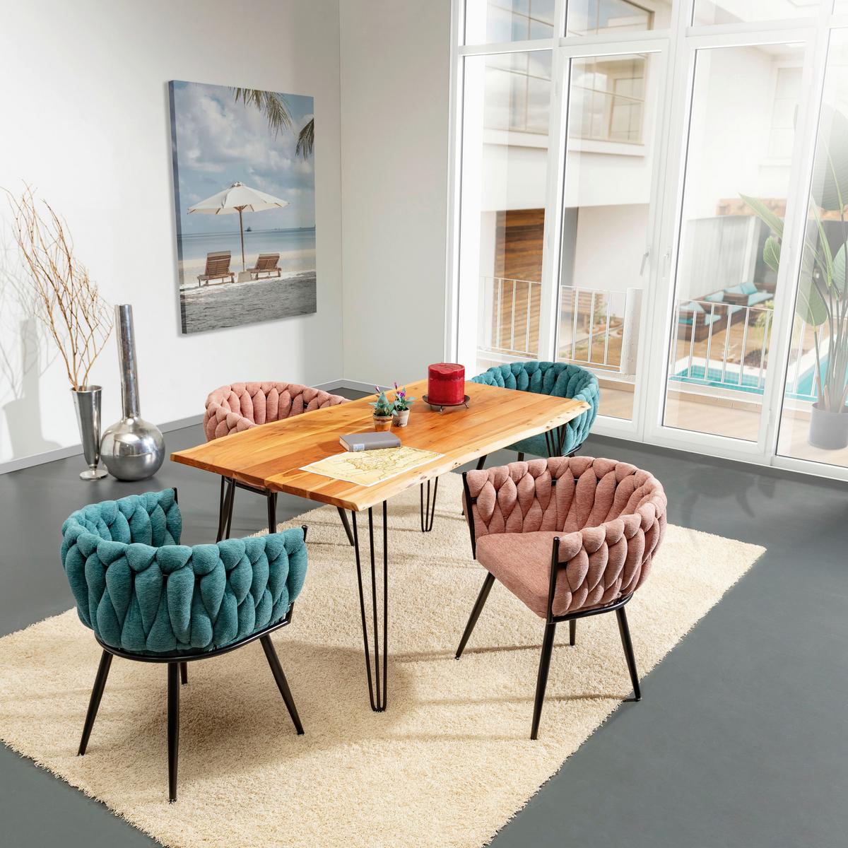 KRZESŁO Z PODŁOKIETNIKAMI WEAVY - różowy/czarny, Design, metal/tkanina (60/78/55cm) - Landscape