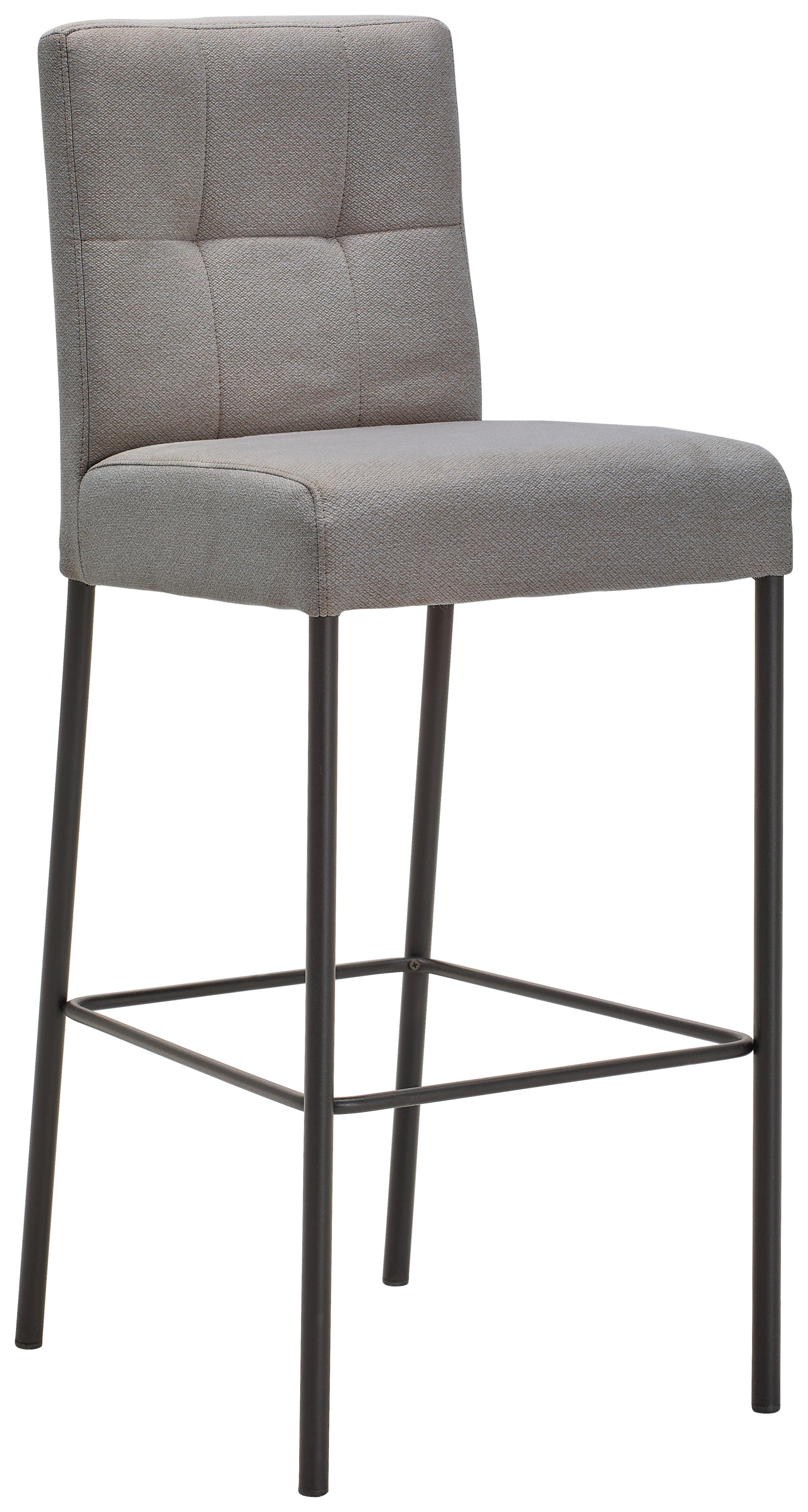 STOŁEK BAROWY NANDIA - jasnoszary/czarny, Design, metal/tkanina (42/102/50cm) - home24