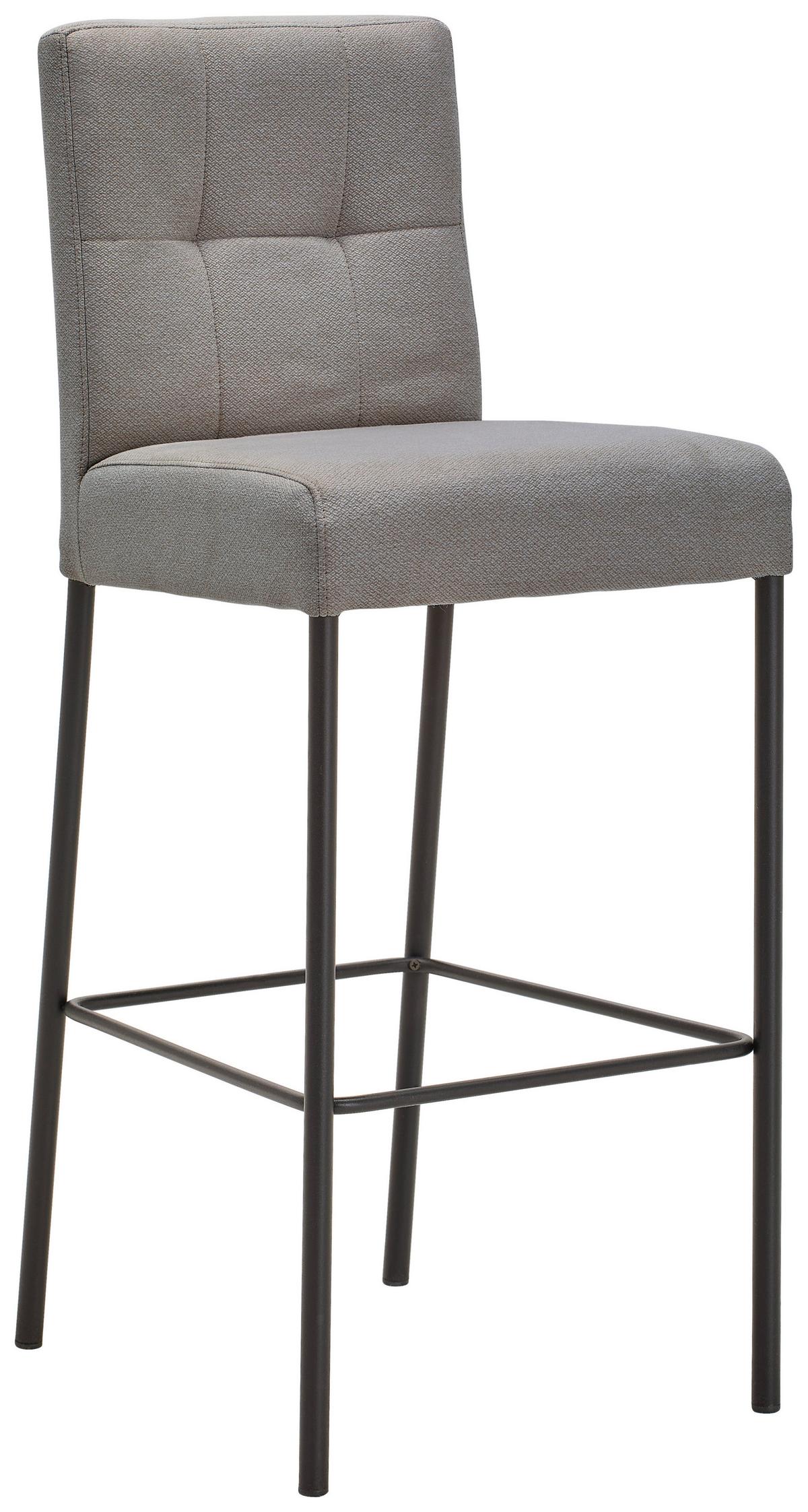 STOŁEK BAROWY NANDIA - jasnoszary/czarny, Design, metal/tkanina (42/102/50cm) - home24