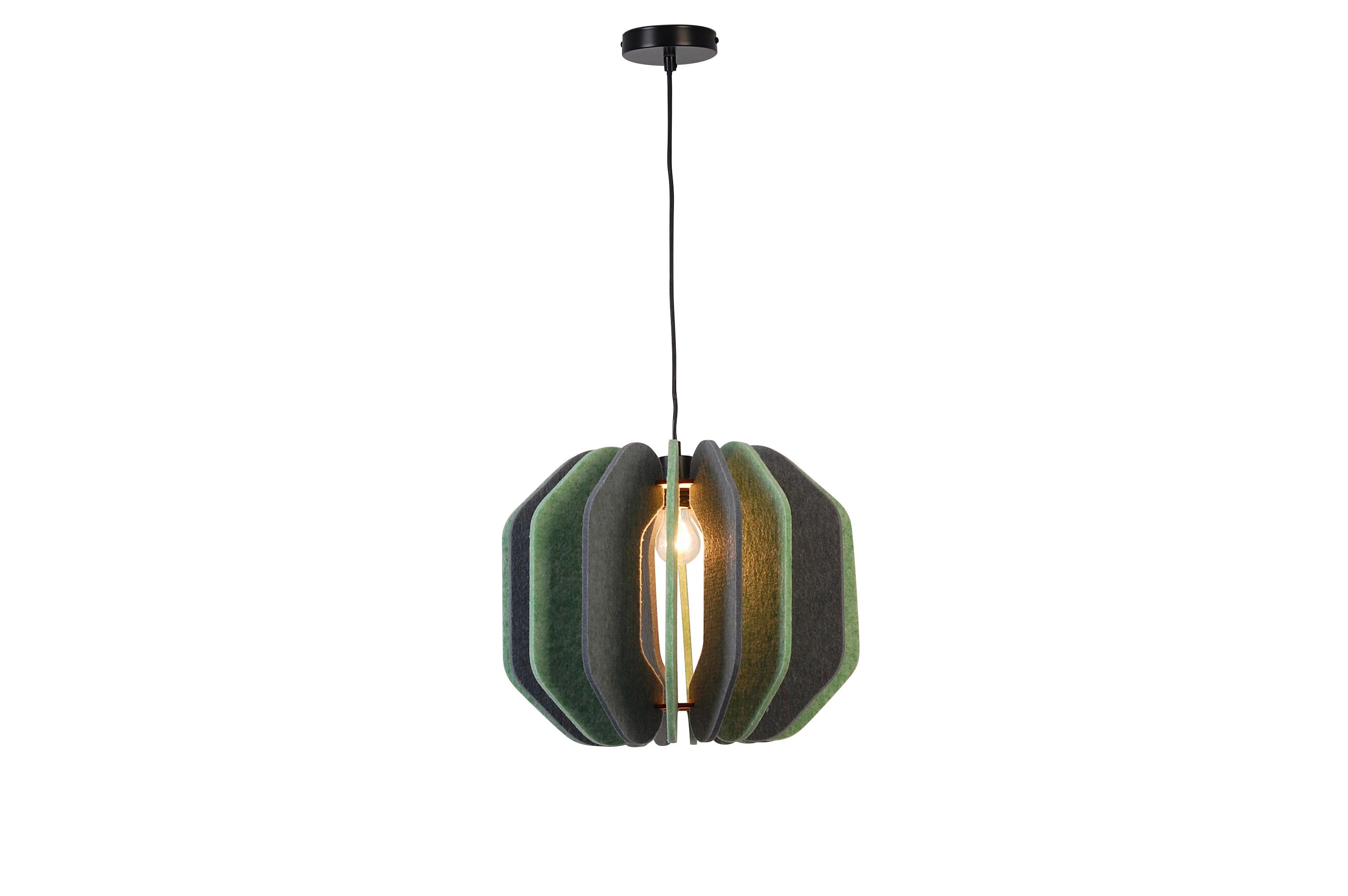 Hängeleuchte Velvet Green Grau/Grün max. 40 Watt - Grau/Grün, Trend, Kunststoff/Textil (43/135cm) - Novel