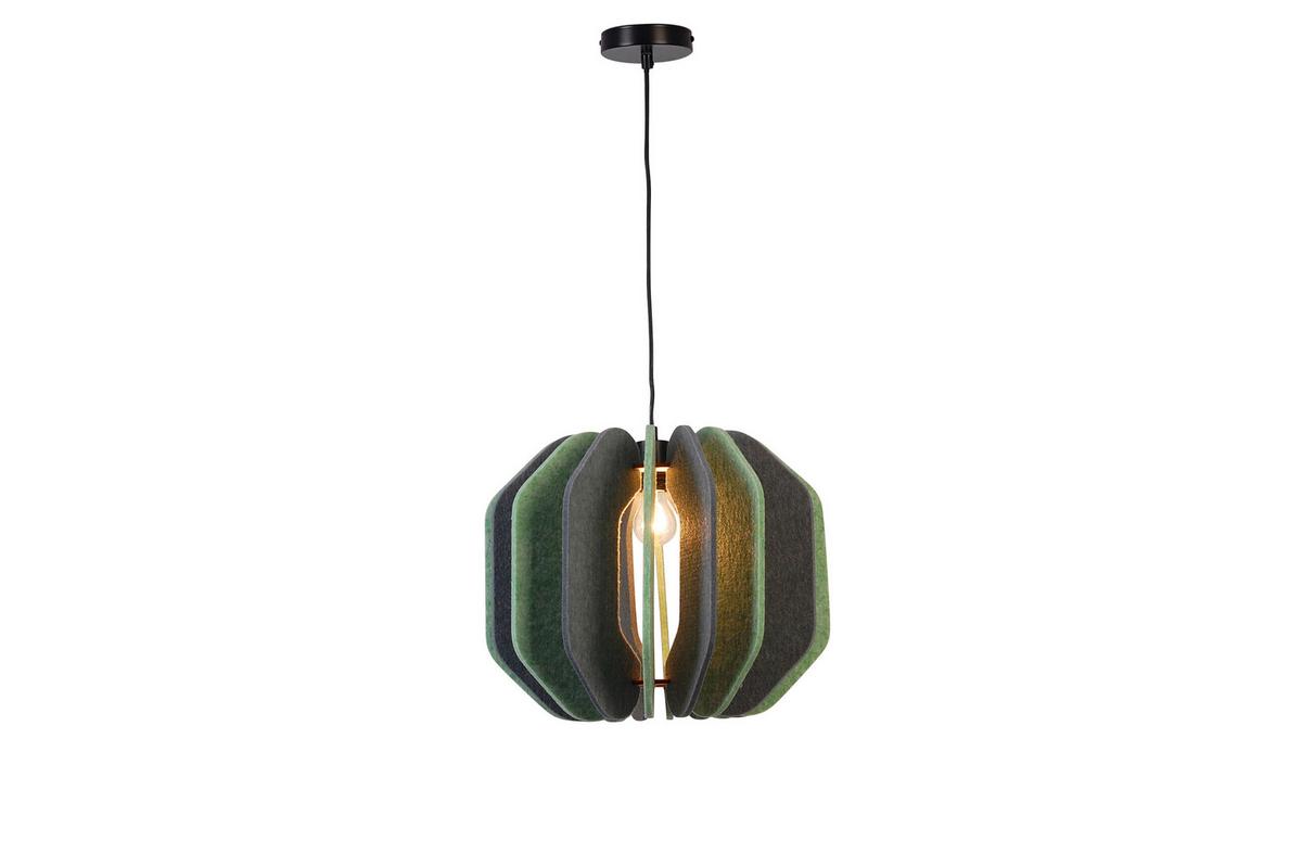 Hängeleuchte Velvet Green Grau/Grün max. 40 Watt - Grau/Grün, Trend, Kunststoff/Textil (43/135cm) - Novel